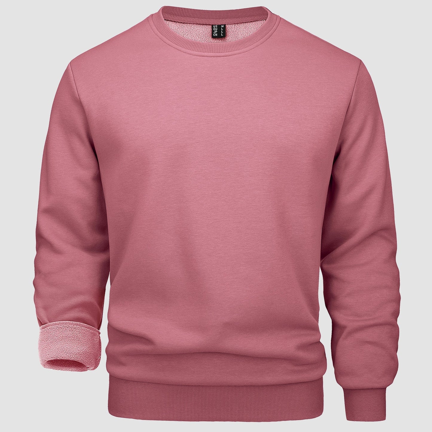 Men's warm lilac fleece crewneck sweatshirt lightweight soft interior everyday comfort pullover