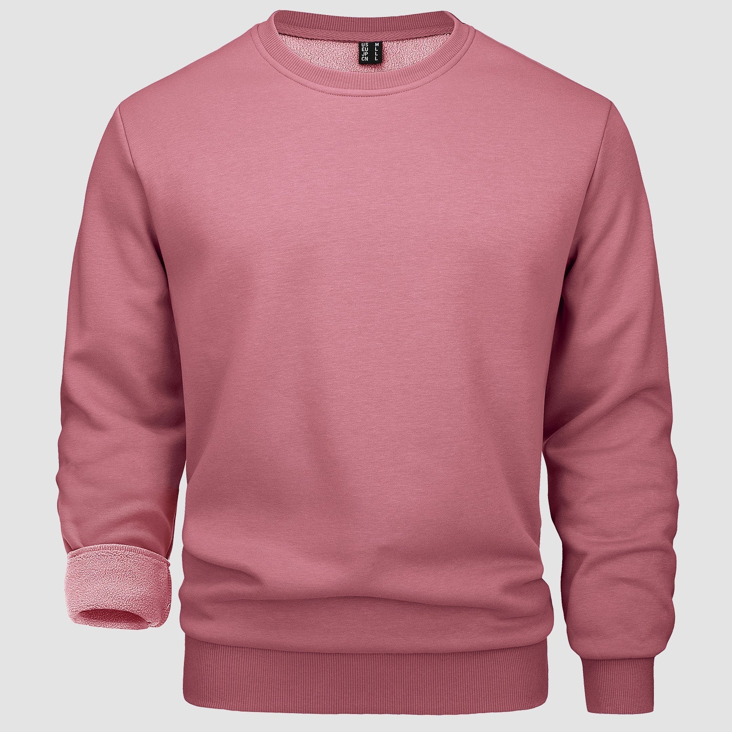 Men's warm lilac fleece crewneck sweatshirt lightweight soft interior everyday comfort pullover