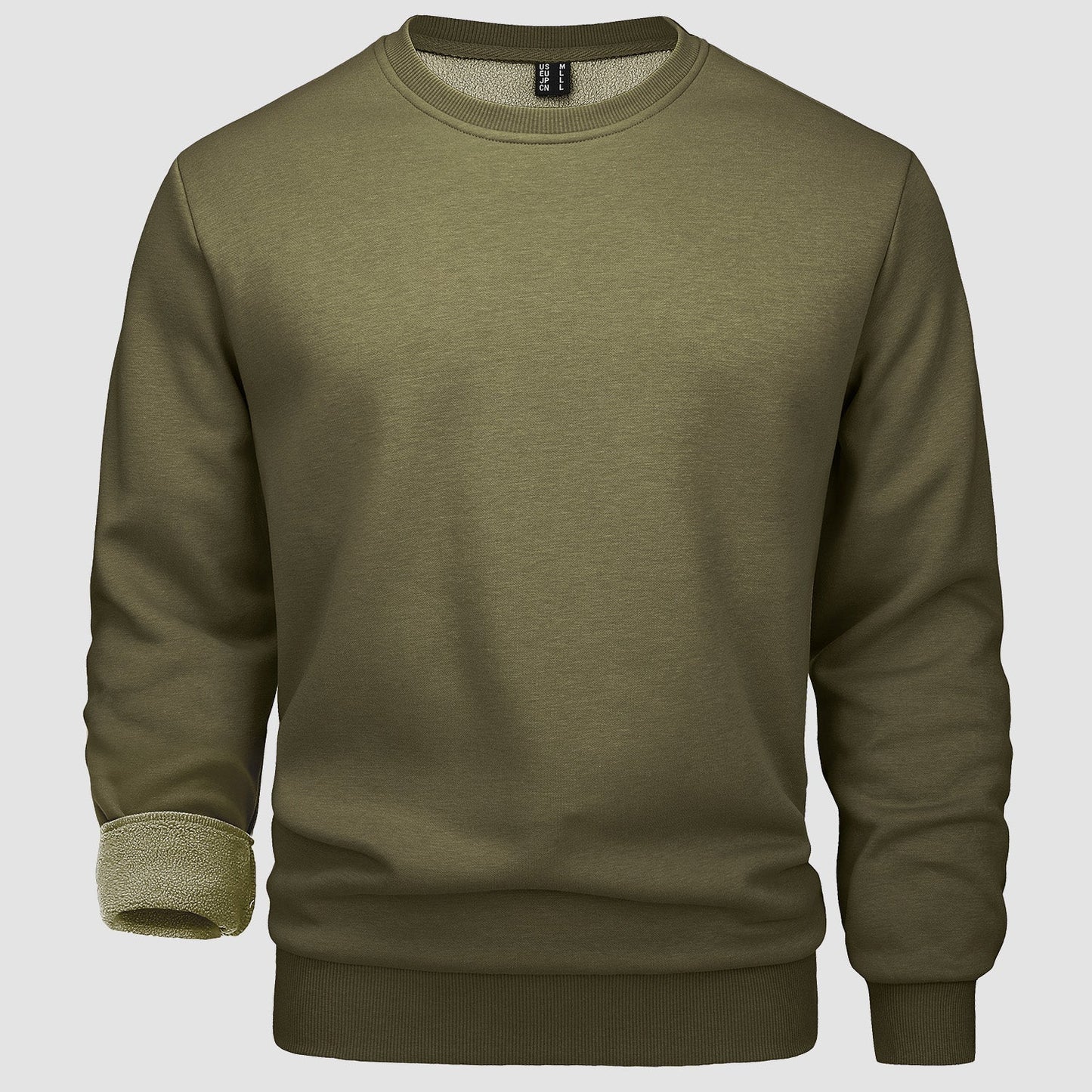 Men's warm lilac fleece crewneck sweatshirt, lightweight soft interior pullover for everyday comfort