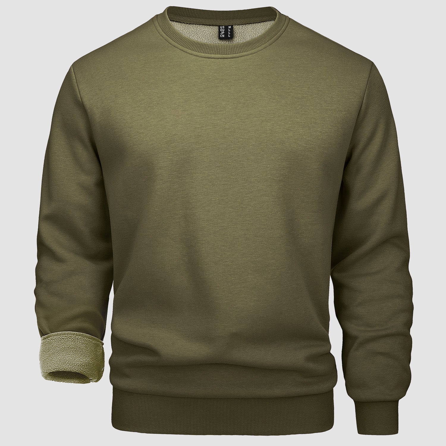 Men's warm lilac fleece crewneck sweatshirt, lightweight soft interior pullover for everyday comfort