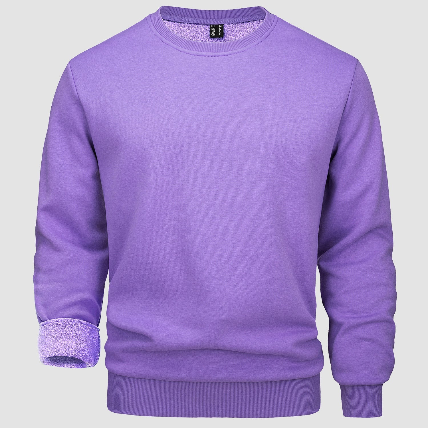 Men's warm lilac fleece crewneck sweatshirt lightweight soft interior everyday comfort pullover