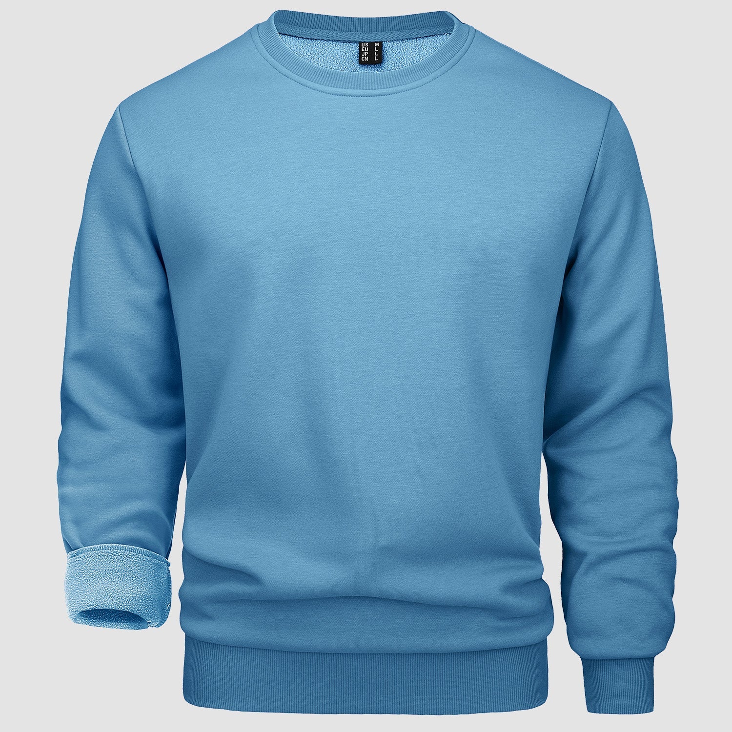 Men's warm lilac fleece crewneck sweatshirt, lightweight soft interior pullover for everyday comfort