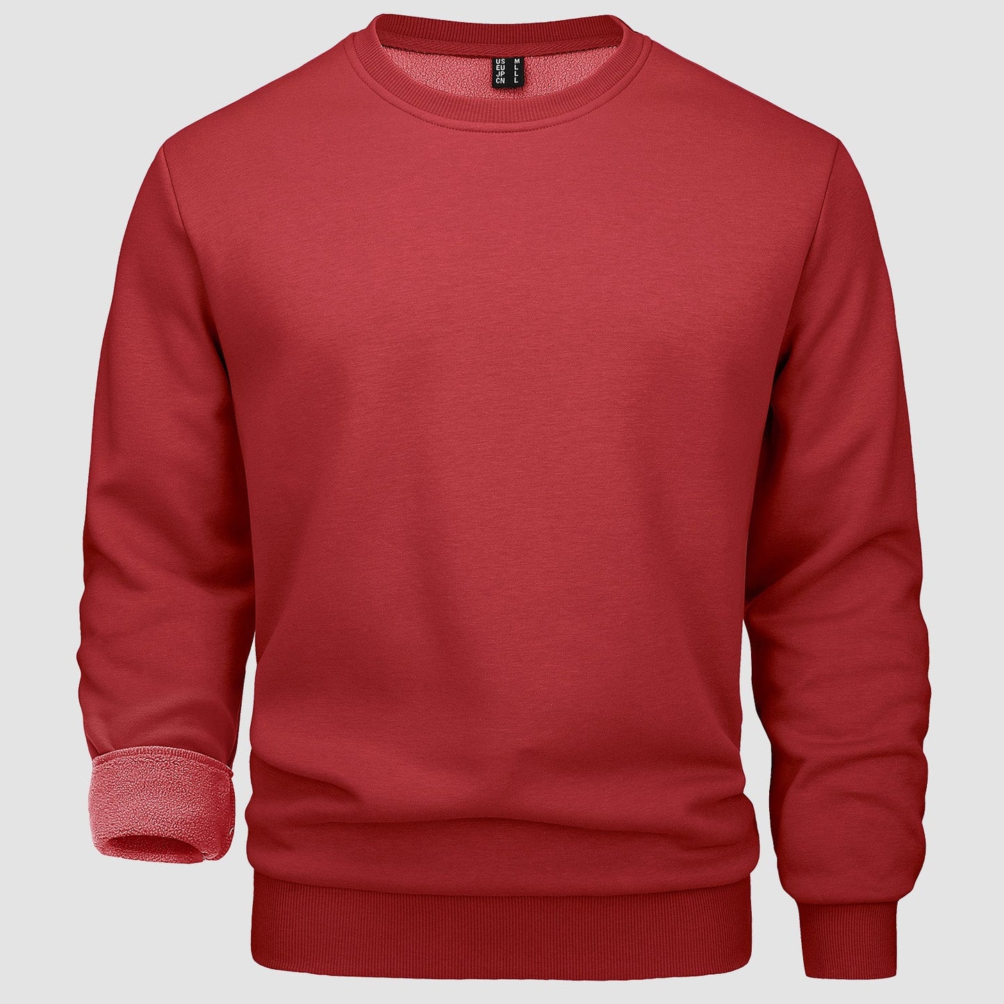 Men's warm lilac fleece crewneck sweatshirt, lightweight soft interior pullover for everyday comfort