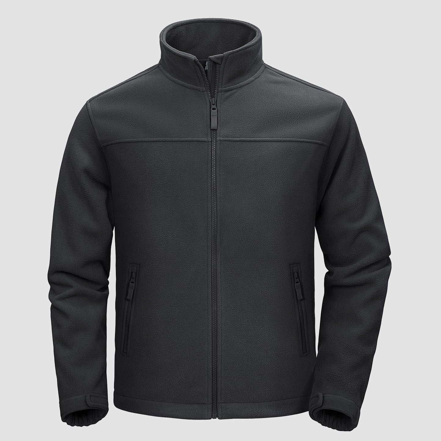 Men's lightweight full-zip fleece jacket with stand-up collar, chin guard, and 4 pockets in casual fit