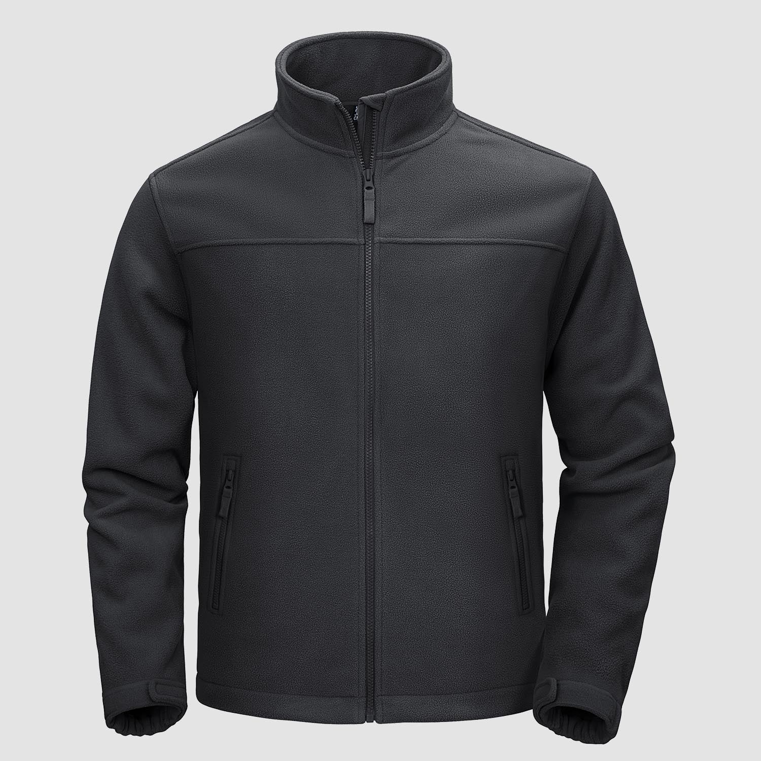 Men's lightweight full-zip fleece jacket with stand-up collar, chin guard, and 4 pockets in casual fit