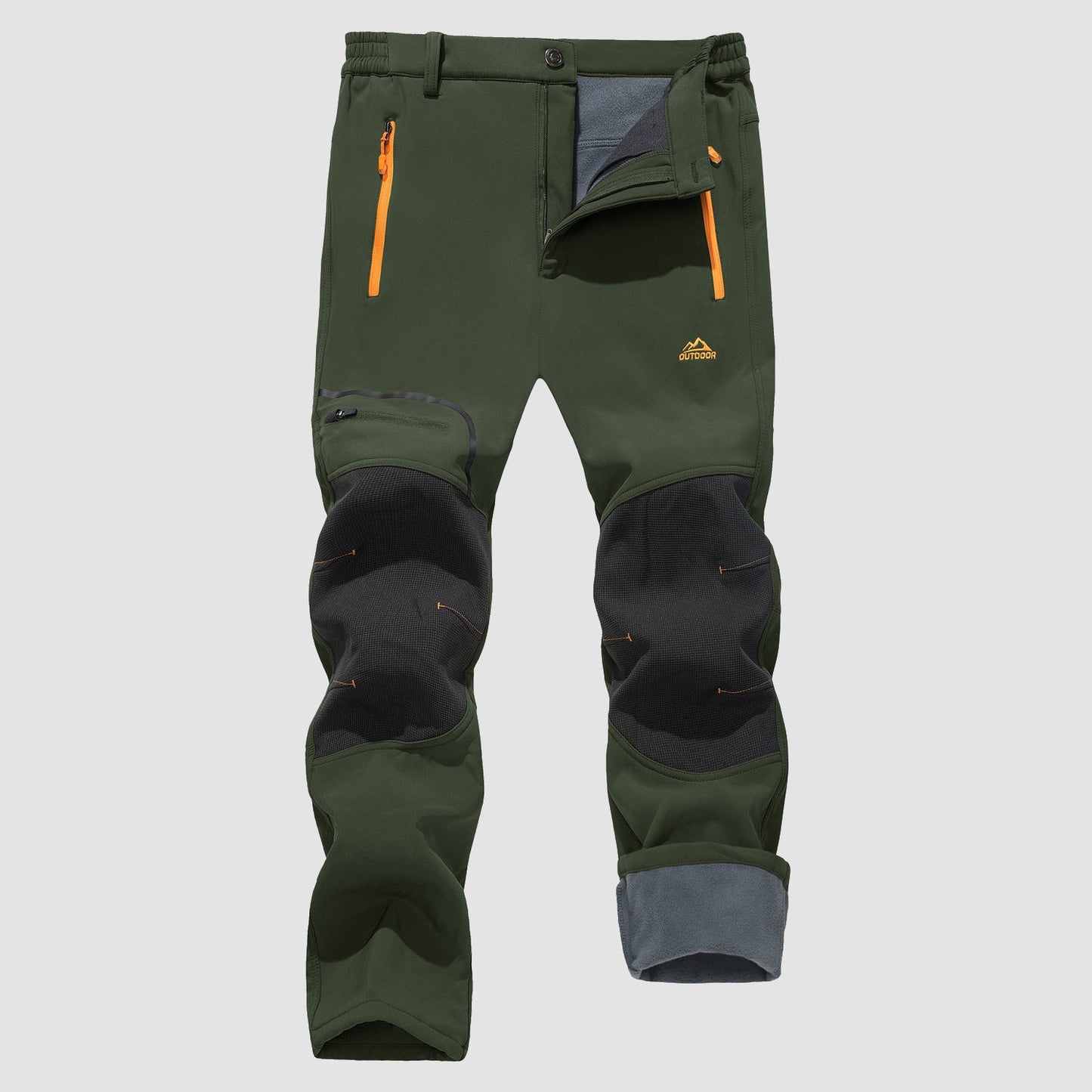 Men's black fleece-lined softshell ski pants water-resistant insulated stretch winter outdoor