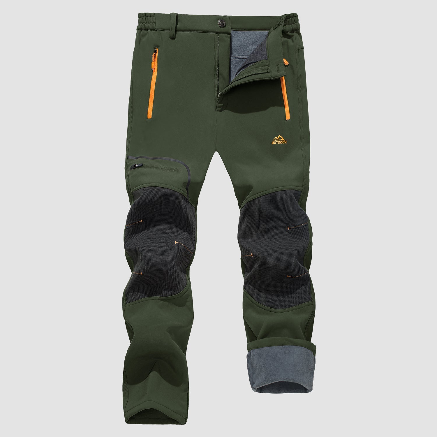 Men's black fleece-lined softshell ski pants water-resistant insulated stretch winter outdoor