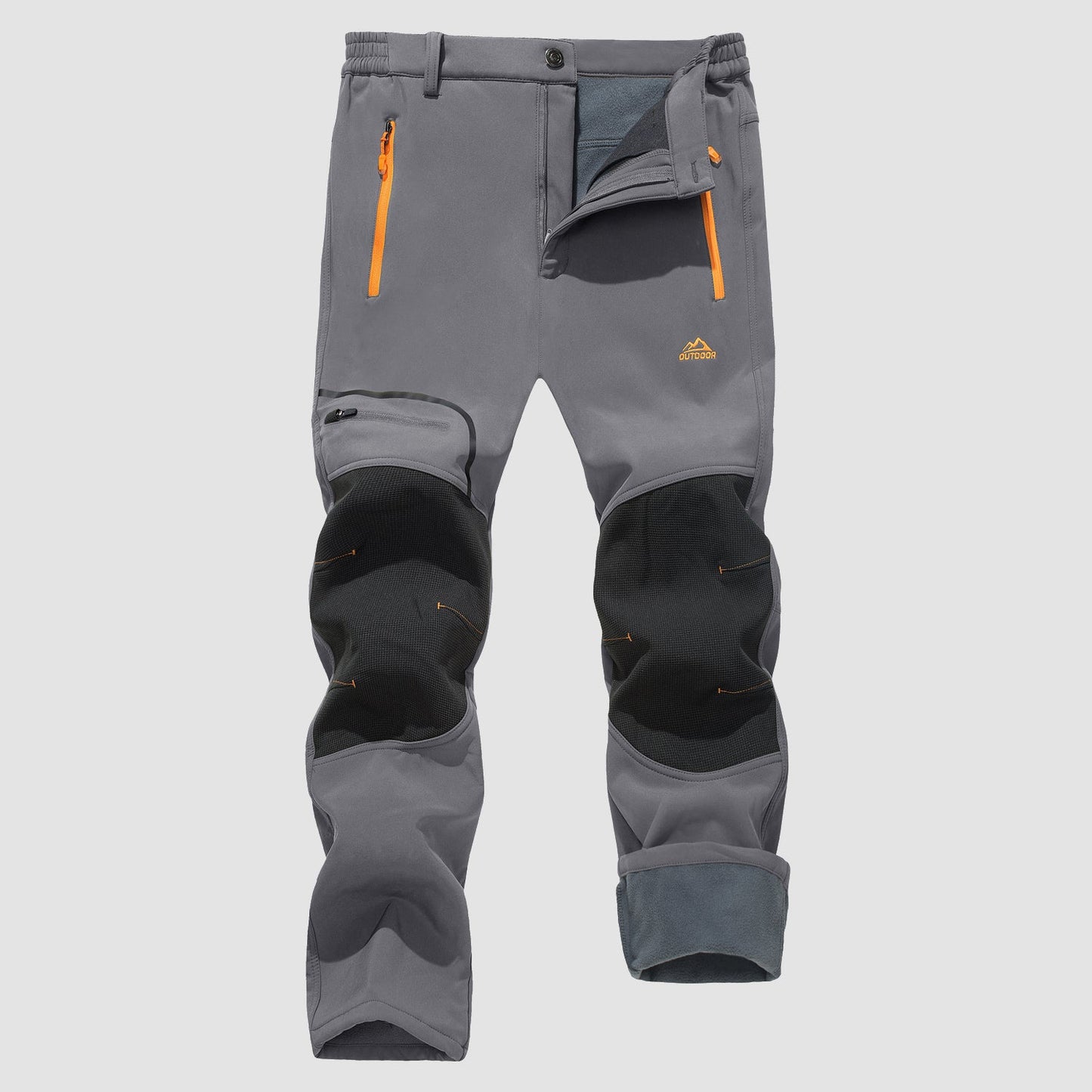 Men's black fleece-lined softshell ski pants water-resistant insulated windproof stretch fit