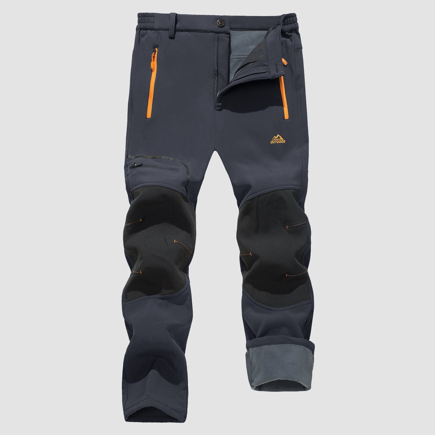 Men's black fleece-lined softshell ski pants water-resistant insulated with stretchy athletic fit