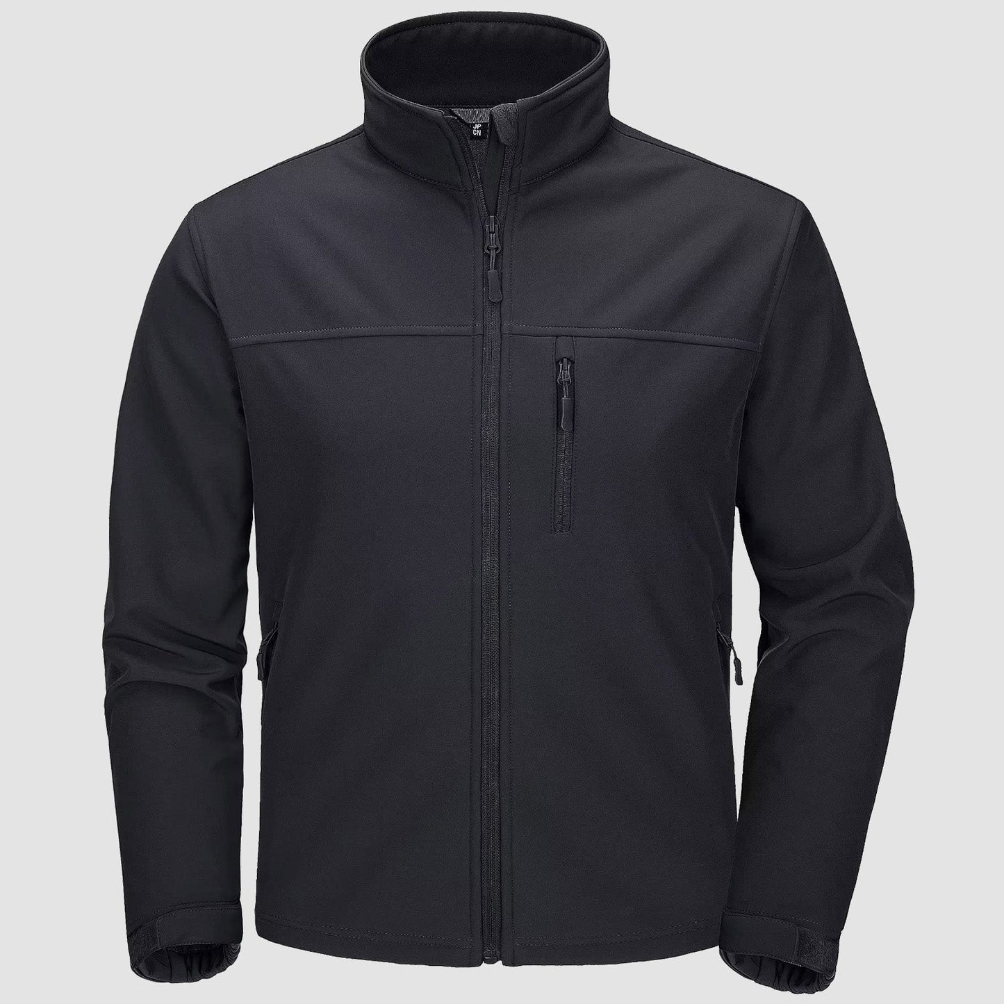 Men's lightweight waterproof fleece-lined jacket with stand collar, adjustable fit, outdoor style