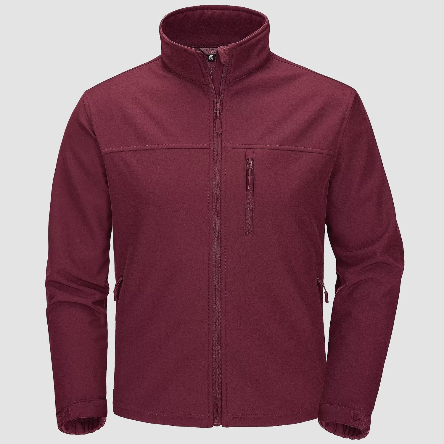 Men's lightweight waterproof fleece-lined jacket with stand collar, adjustable fit, outdoor style