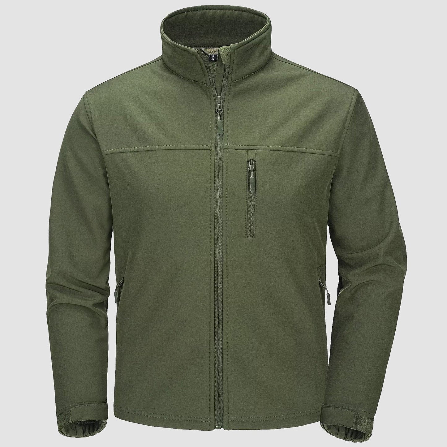 Men's lightweight waterproof fleece-lined jacket with stand collar, adjustable fit, outdoor versatile style