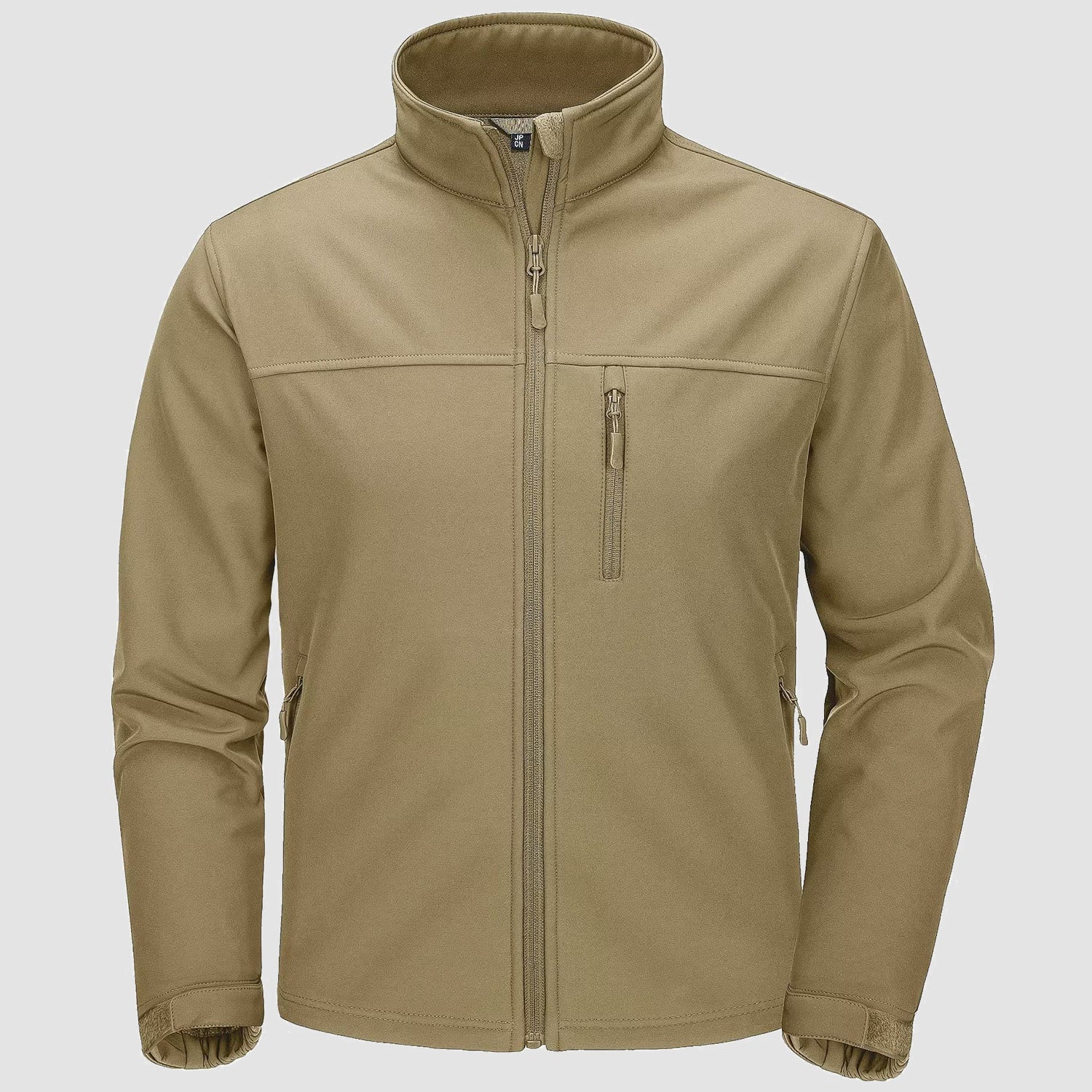 Men's lightweight waterproof fleece-lined jacket with stand collar, adjustable fit, outdoor style