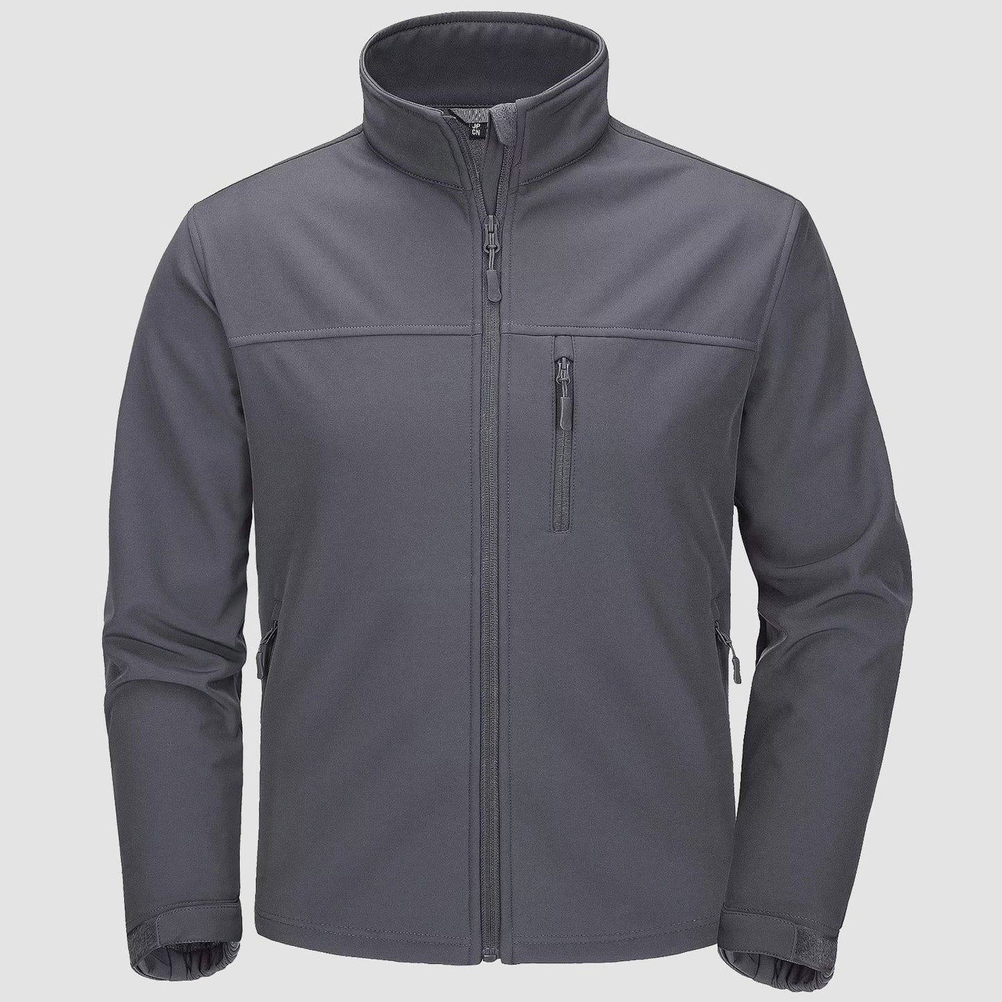 Men's lightweight waterproof fleece-lined jacket with stand collar, adjustable fit, outdoor style