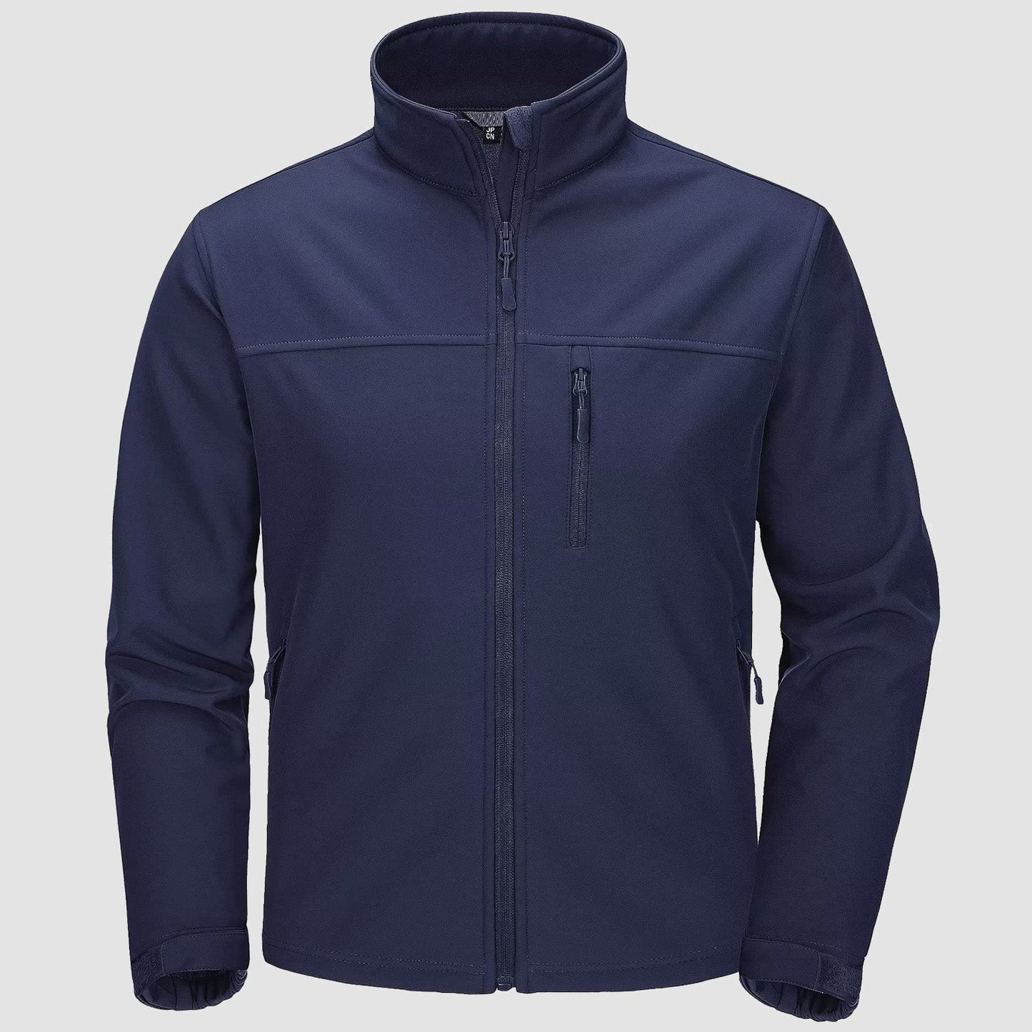 Men's lightweight waterproof fleece-lined jacket with stand collar, adjustable fit, outdoor style