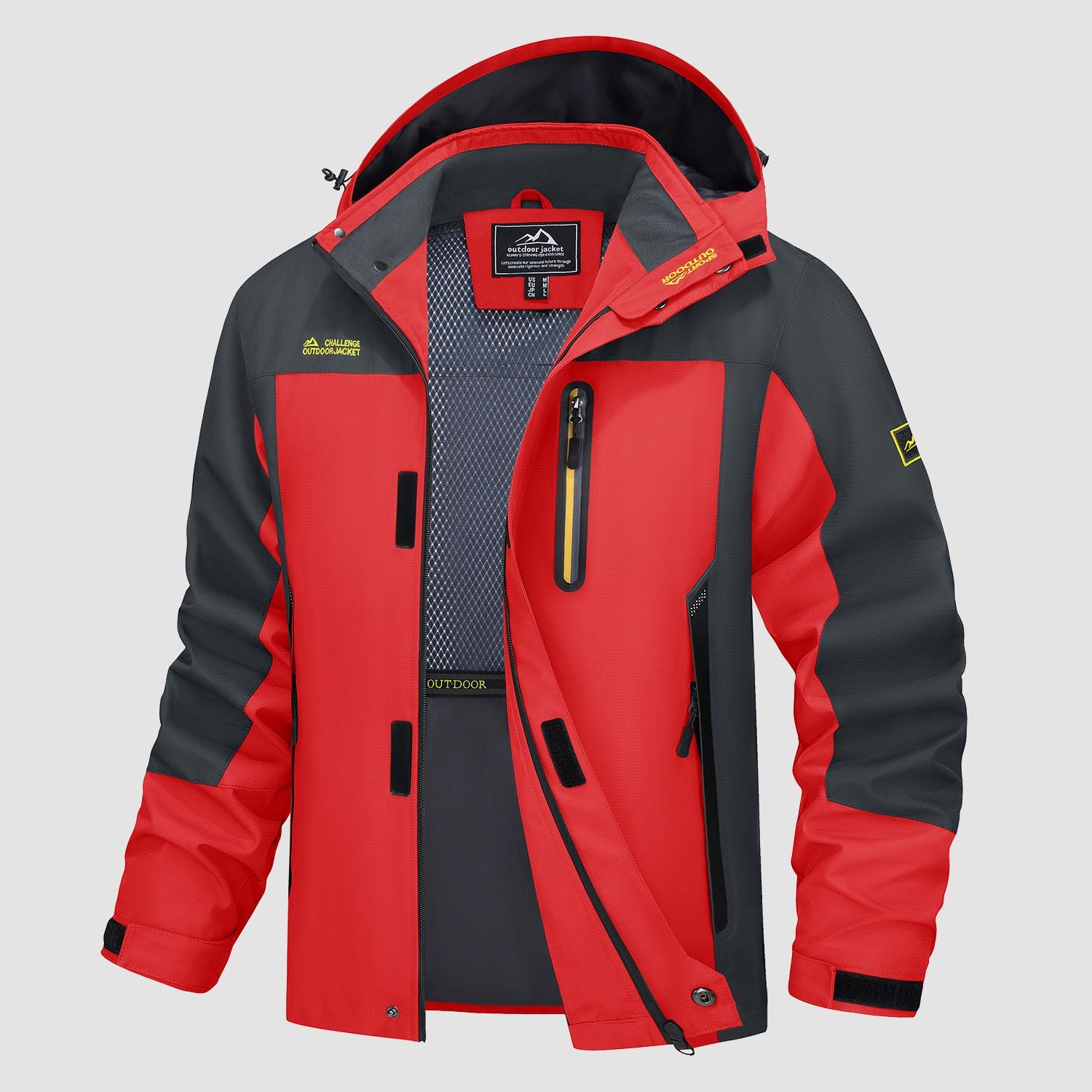 Men's lightweight windproof hiking jacket with 5-pocket design, water-resistant shell, breathable fit