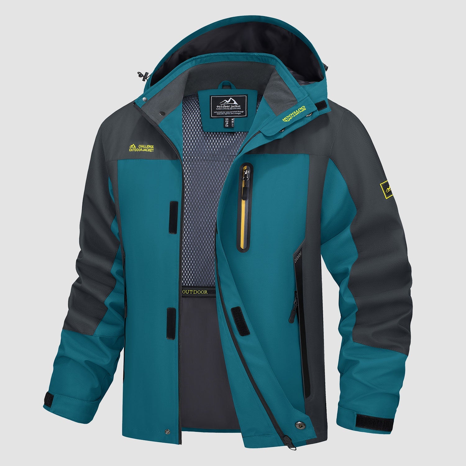 Men's lightweight windproof jacket, breathable hiking shell with 5 pockets and packable design