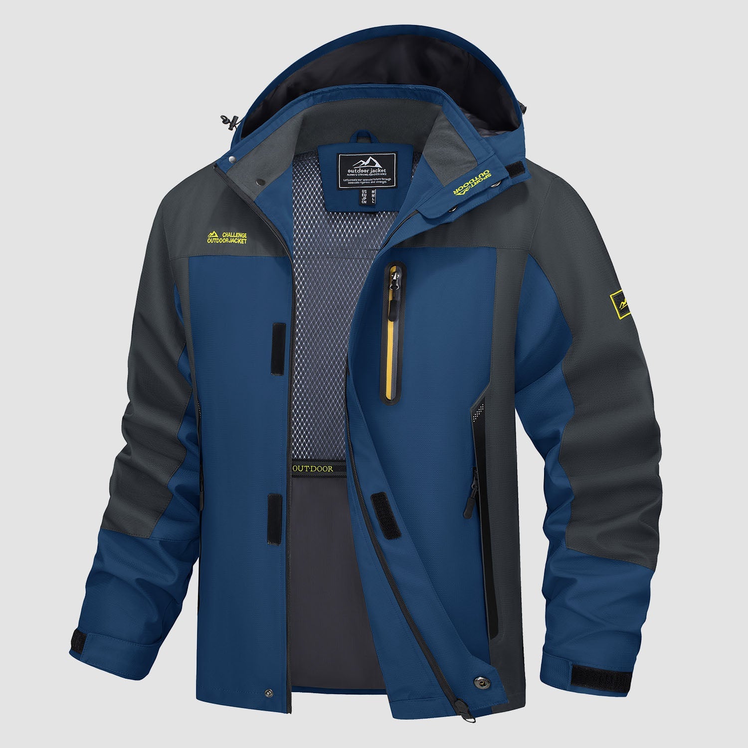Men's lightweight windproof hiking jacket with 5-pocket design, water-resistant shell, breathable packable fit