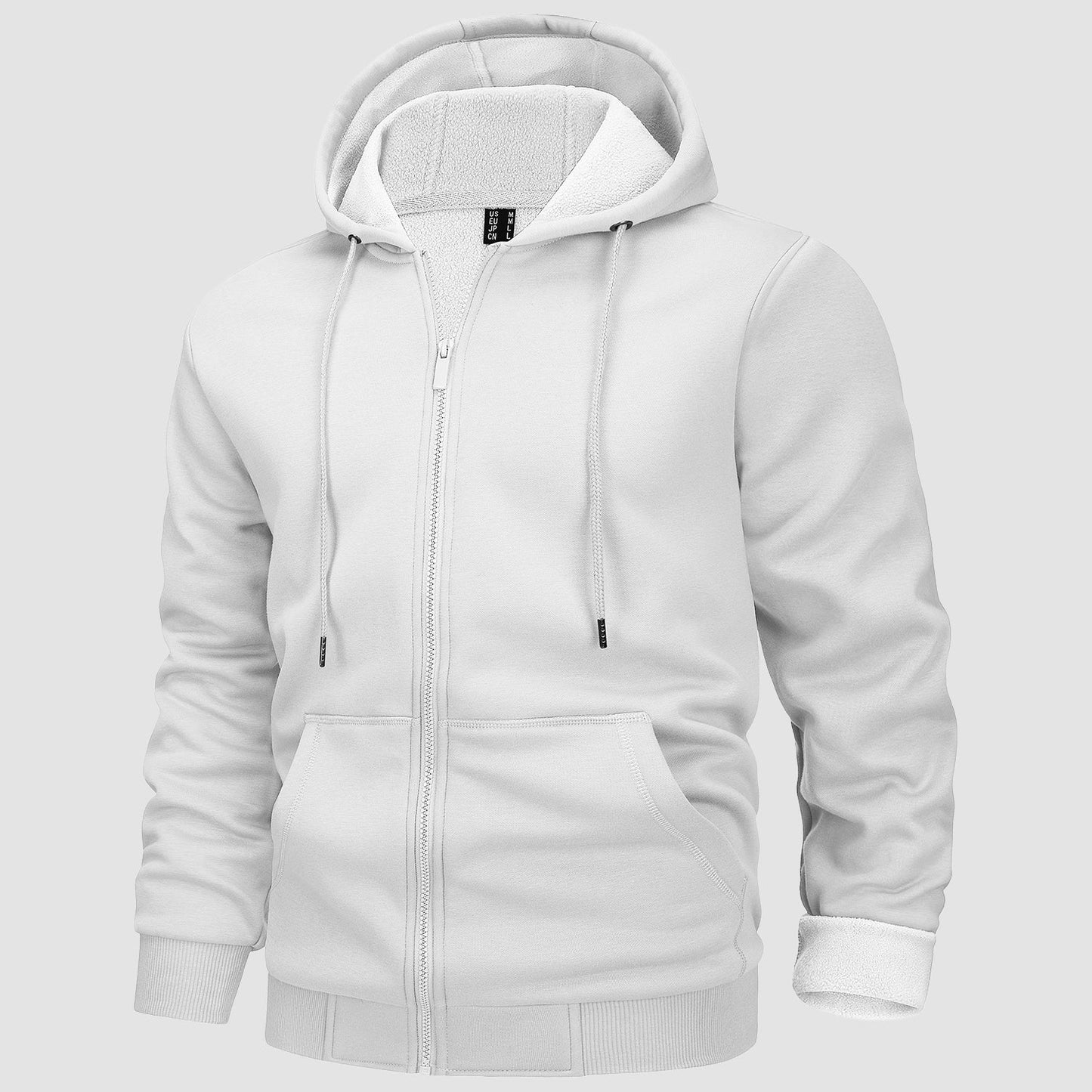 Men's fleece hoodie bomber jacket zip-up streetwear style with kangaroo pocket casual warmth