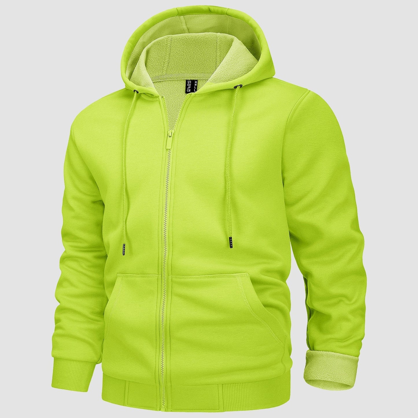 Men's fleece bomber jacket zip-up hoodie casual style with soft fleece lining in versatile neutral tone