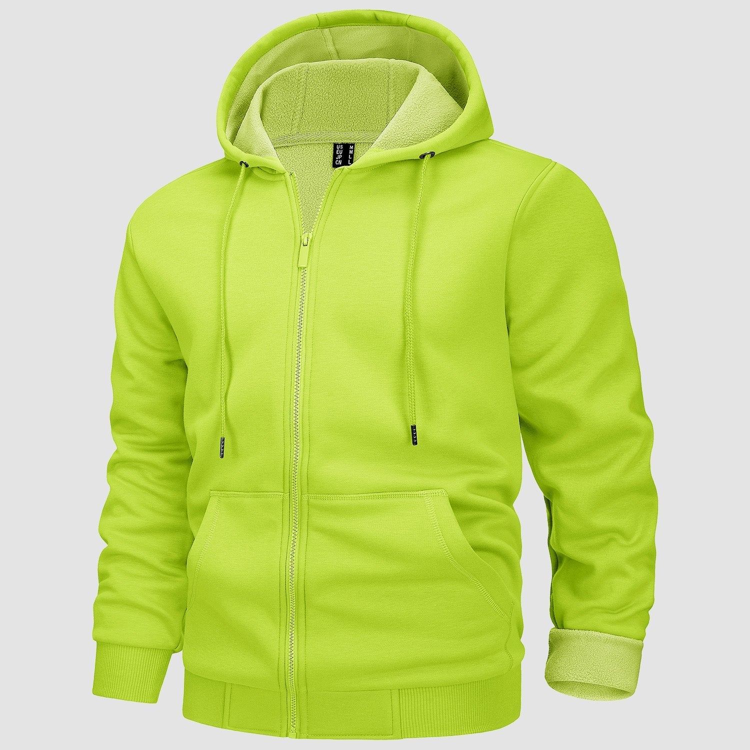Men's fleece bomber jacket zip-up hoodie casual style with soft fleece lining in versatile neutral tone