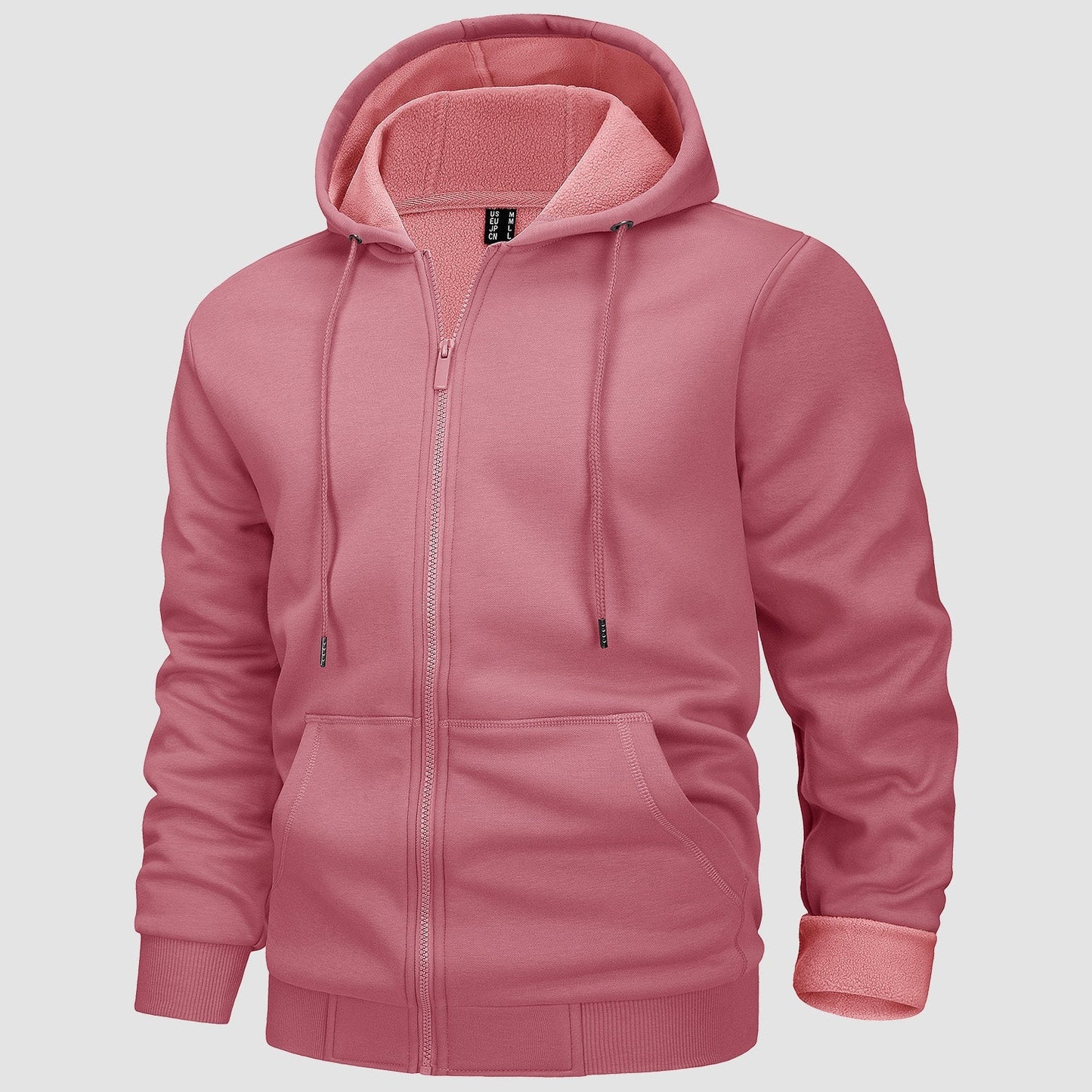 Men's fleece bomber jacket zip-up hoodie in casual style with soft fleece lining for everyday warmth