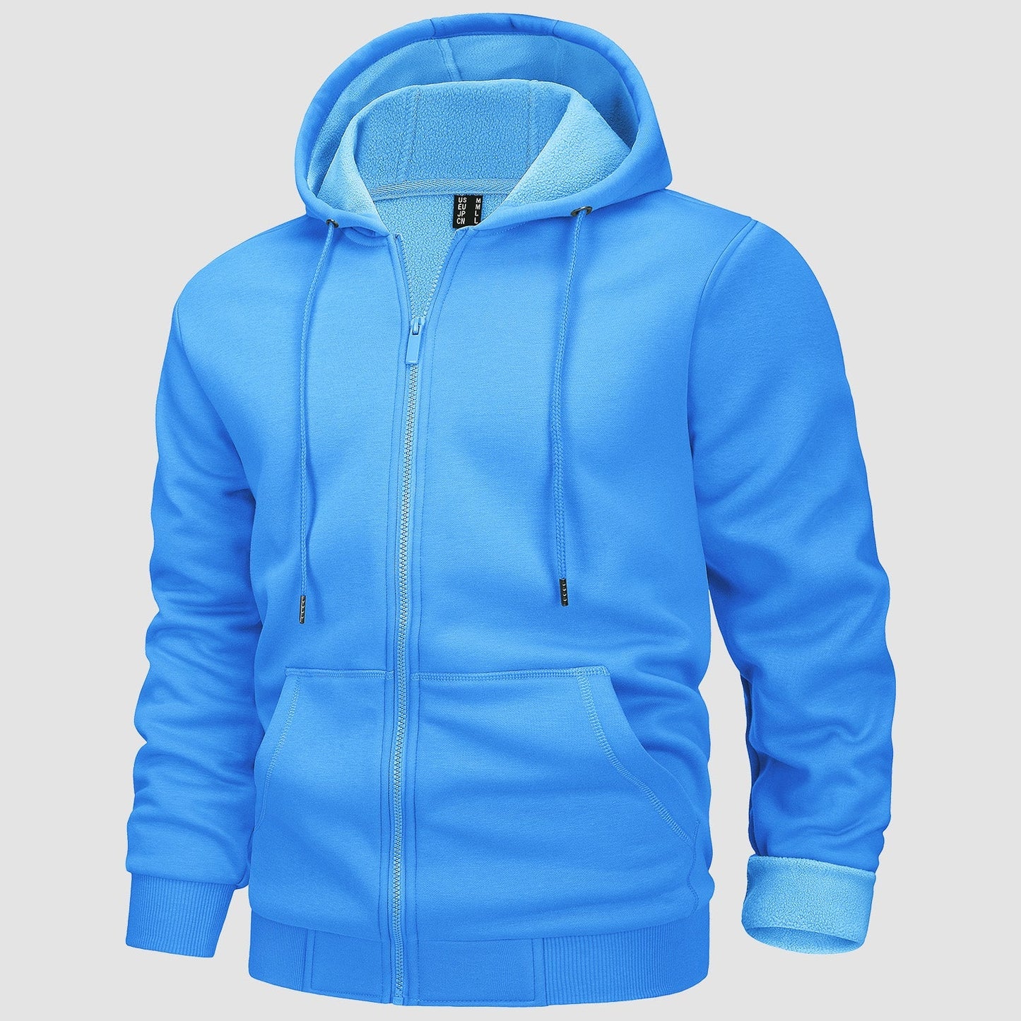 Men's gray fleece bomber zip-up hoodie with soft fleece lining for casual everyday comfort