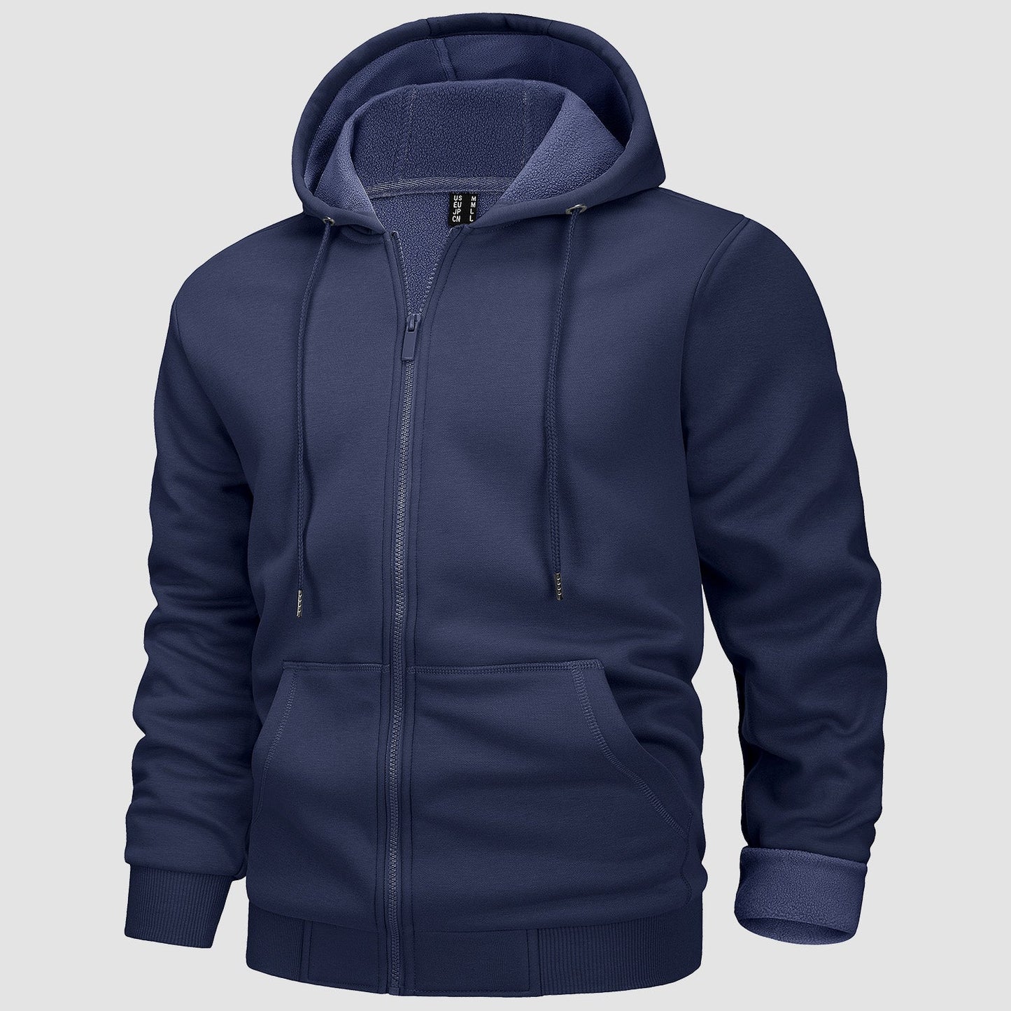 Men's fleece bomber zip-up hoodie in casual street style with soft fleece lining for daily comfort