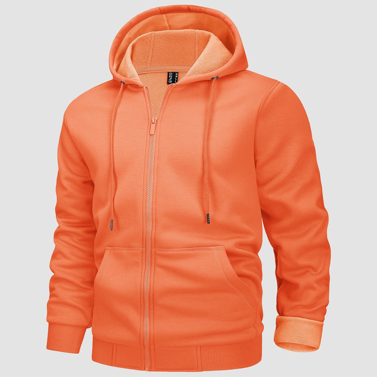 Men's fleece hoodie bomber jacket zip-up casual streetwear with kangaroo pocket warm durable