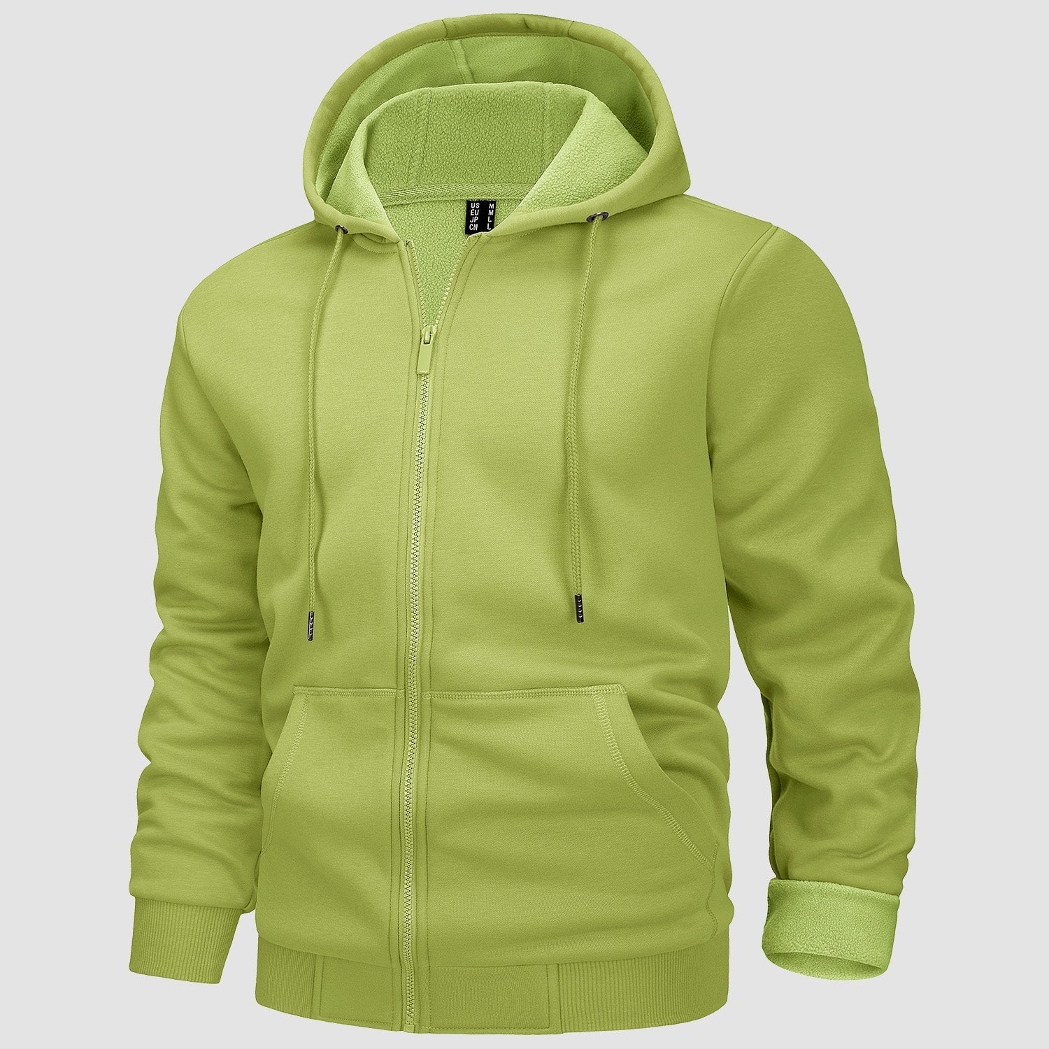 Men's fleece hoodie bomber jacket zip-up streetwear style with kangaroo pocket casual warmth