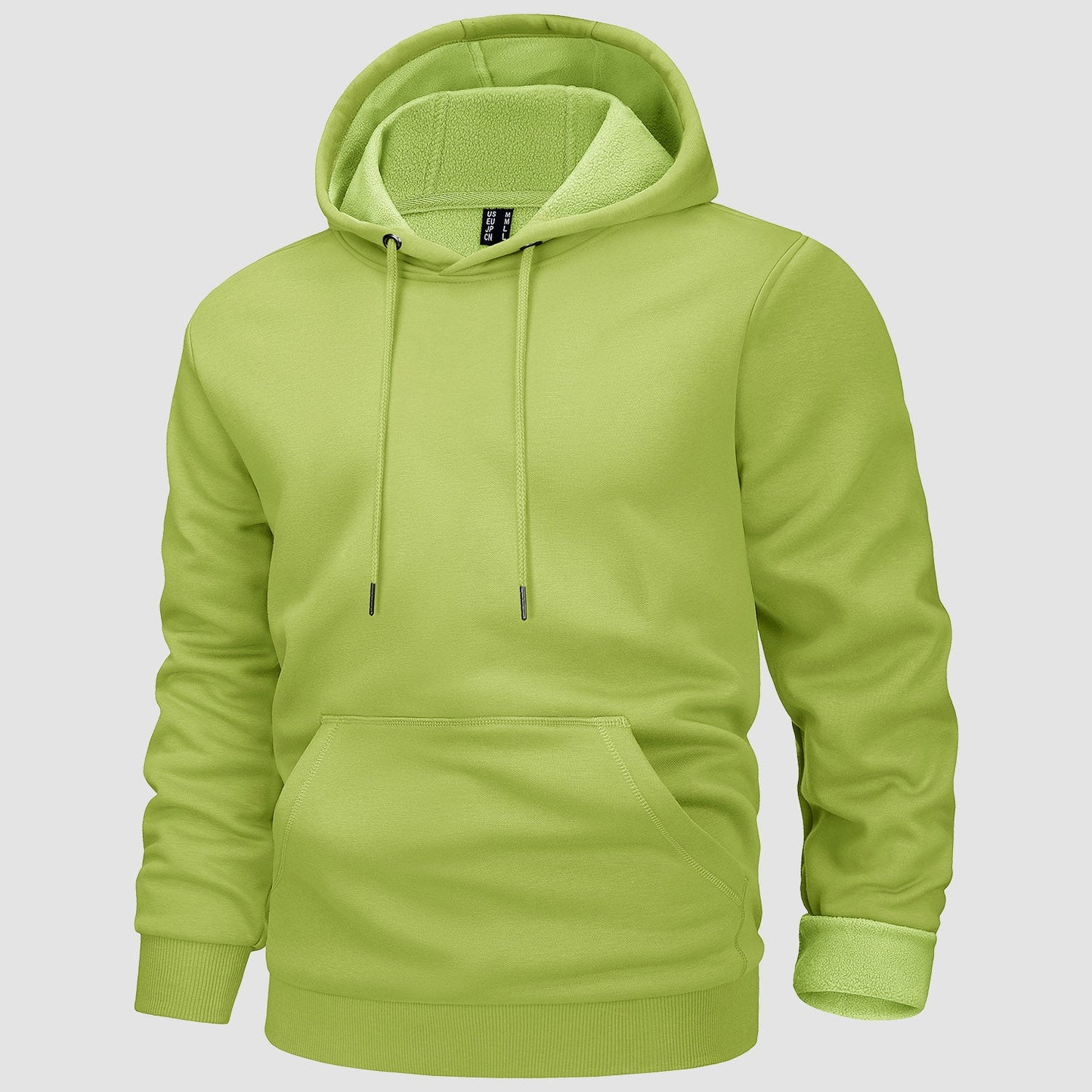 Men's fleece-lined workout hoodie with kangaroo pocket, athletic fit, soft polyester-cotton blend