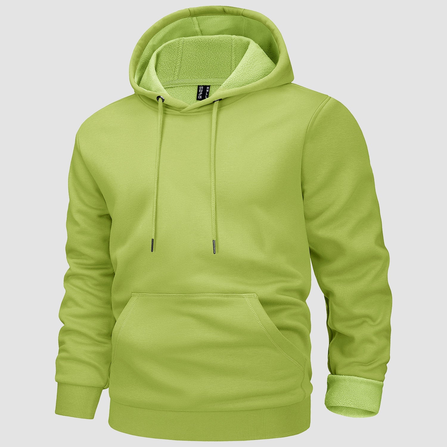 Men's fleece-lined workout hoodie with kangaroo pocket, athletic fit, soft polyester-cotton blend