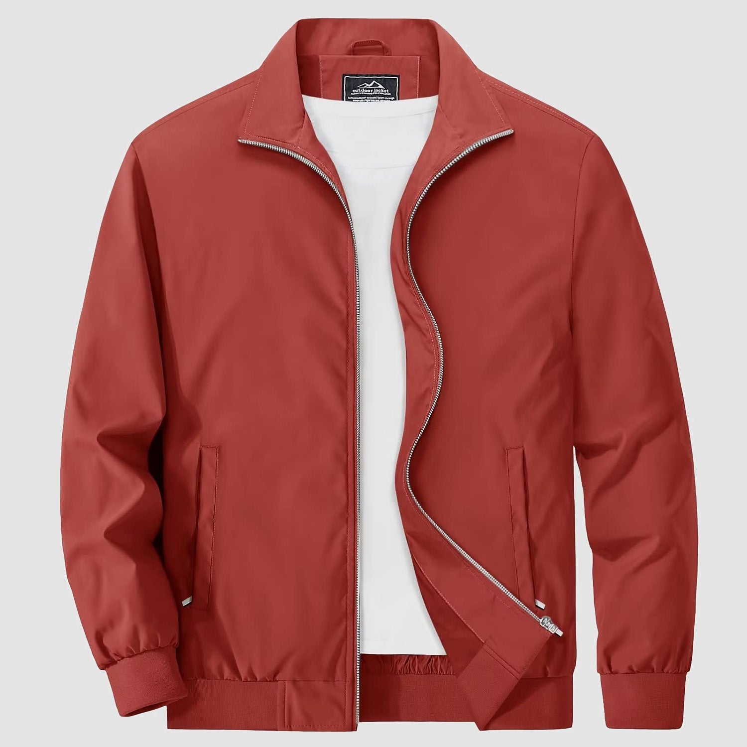 Men's lightweight windproof jacket stand collar breathable polyester outerwear all-season versatile