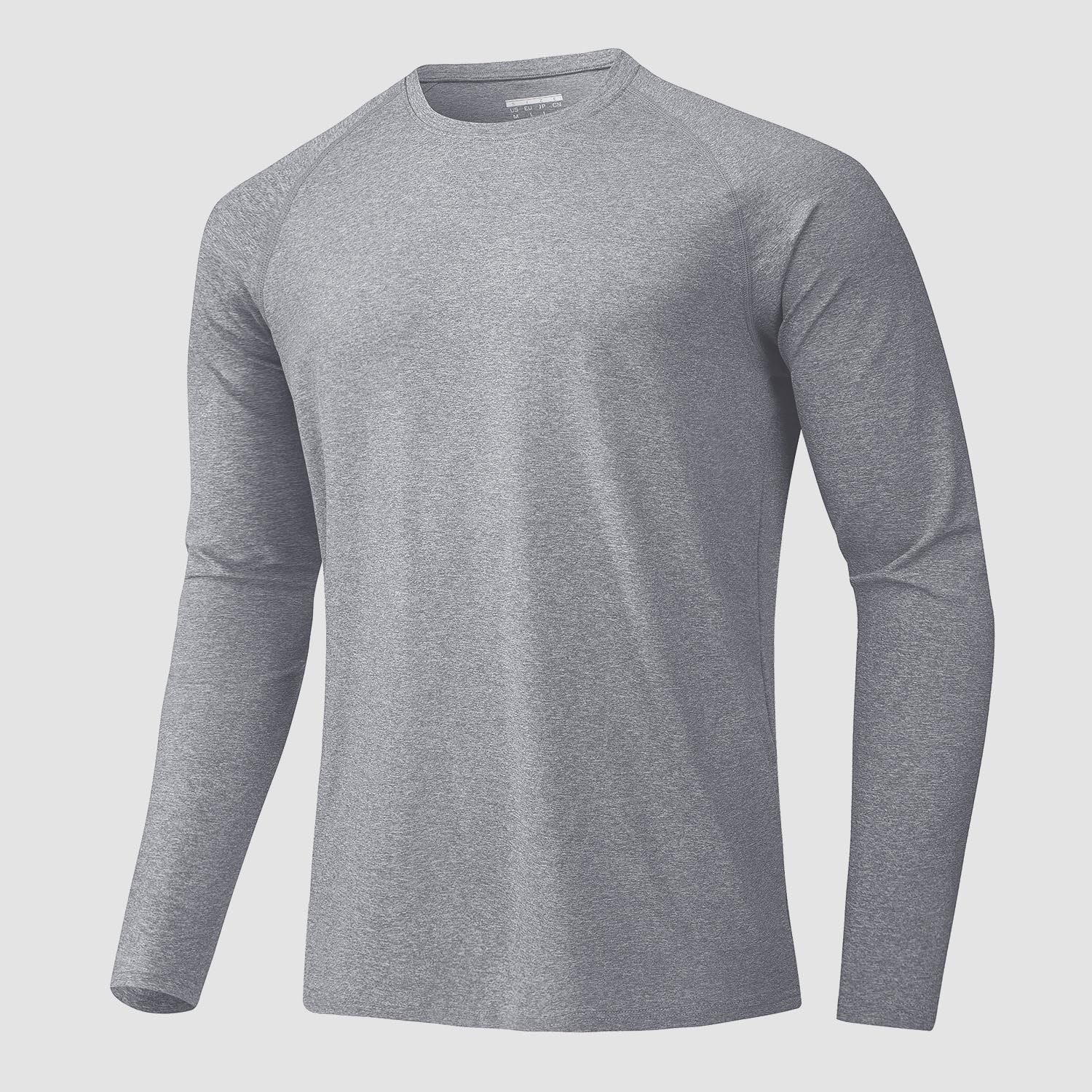 Men's UPF 50+ long sleeve performance shirt, quick-dry moisture-wicking athletic fit for runners