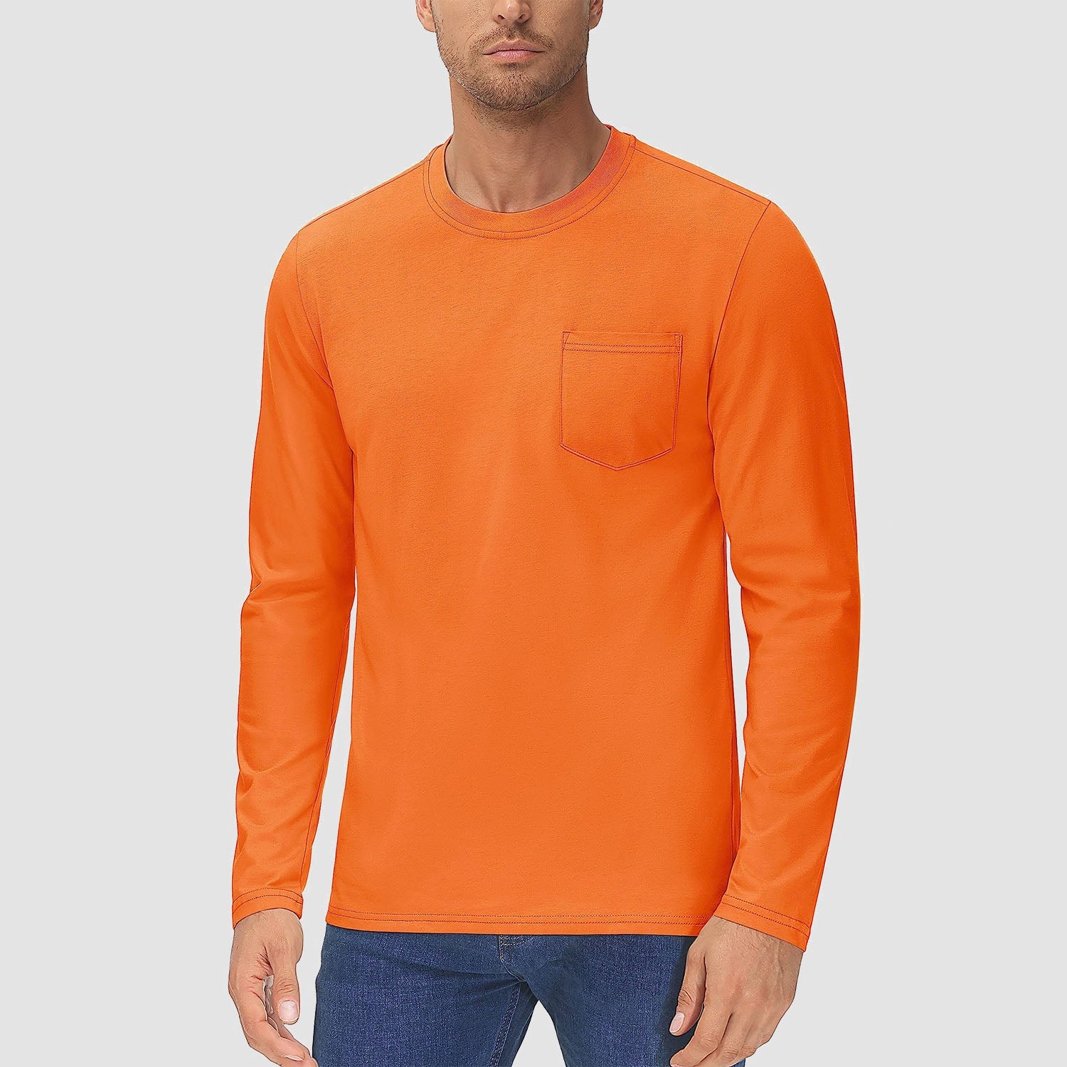 Men's lightweight long sleeve cotton shirt in solid colors, breathable moisture-wicking casual everyday fit