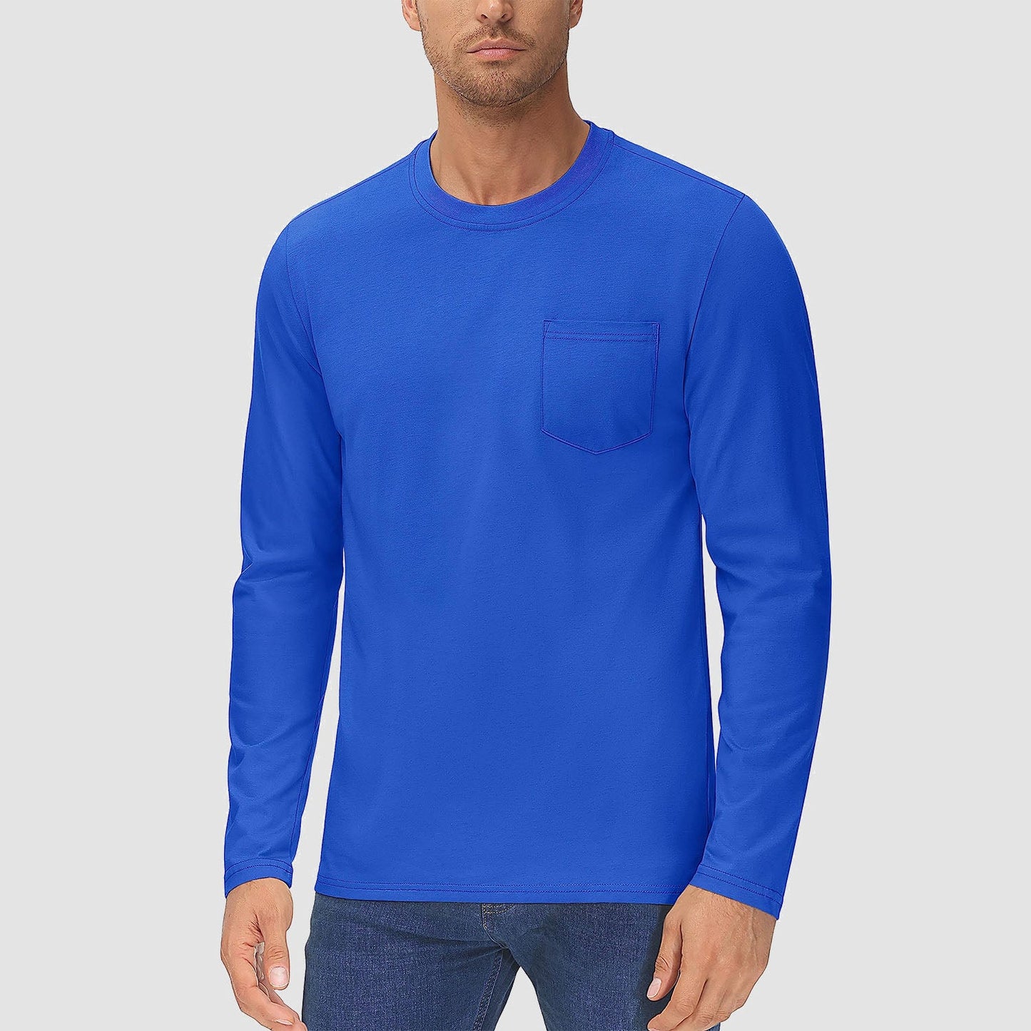 Men's lightweight long sleeve cotton shirt in solid colors, breathable moisture-wicking casual everyday fit