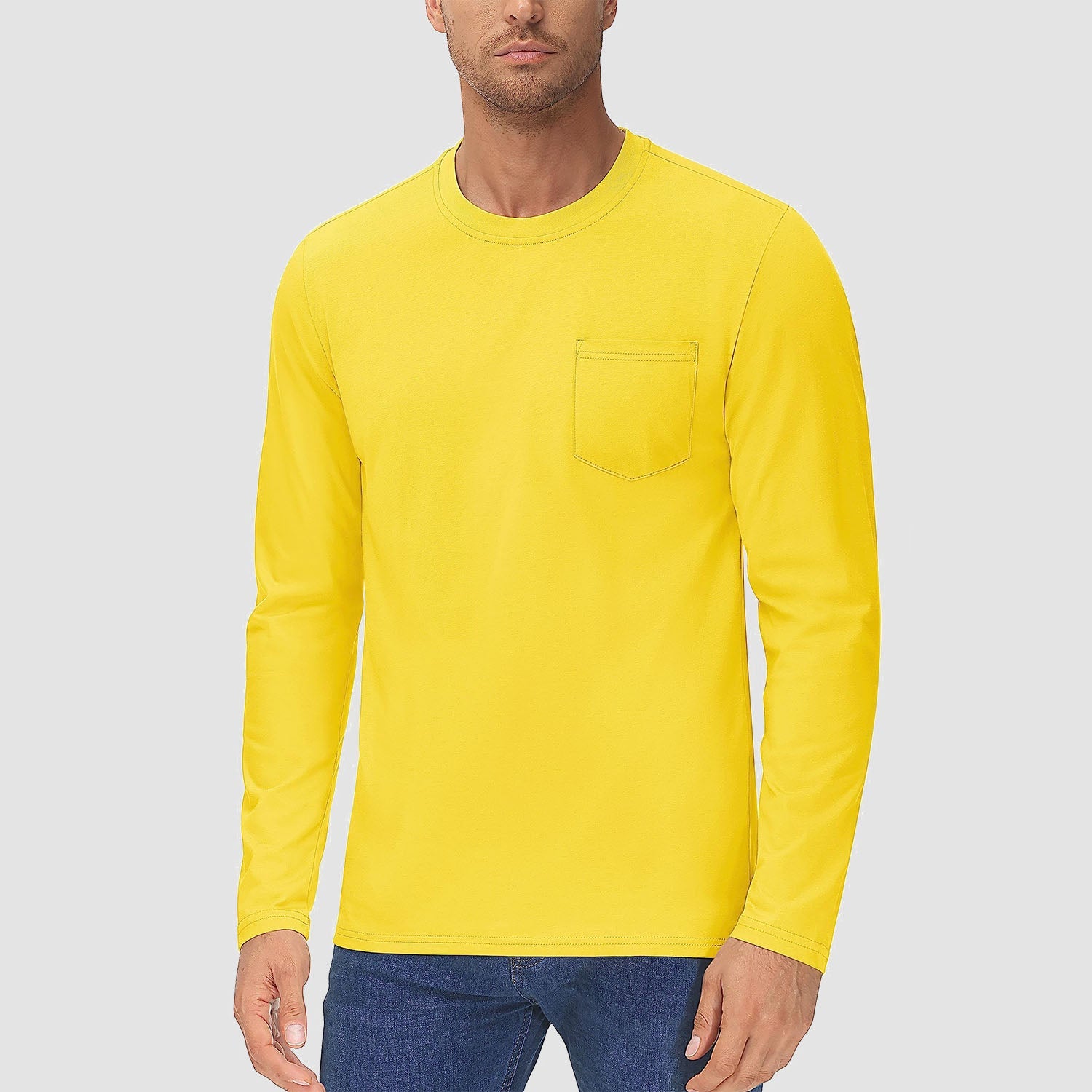 Men's lightweight long sleeve cotton shirt in casual solid colors with moisture-wicking breathable fabric