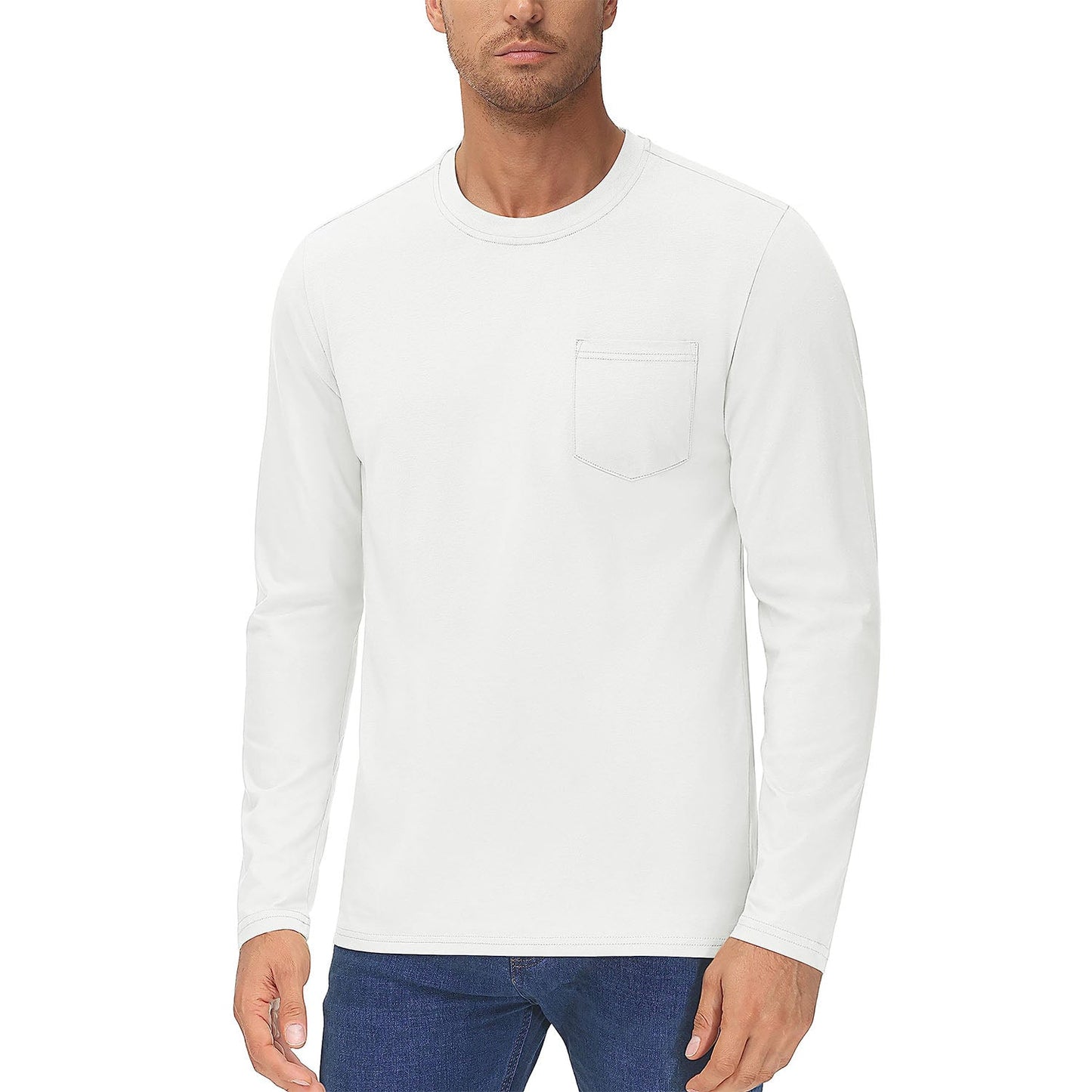 Men's lightweight long sleeve cotton shirt in solid colors, breathable moisture-wicking casual everyday fit