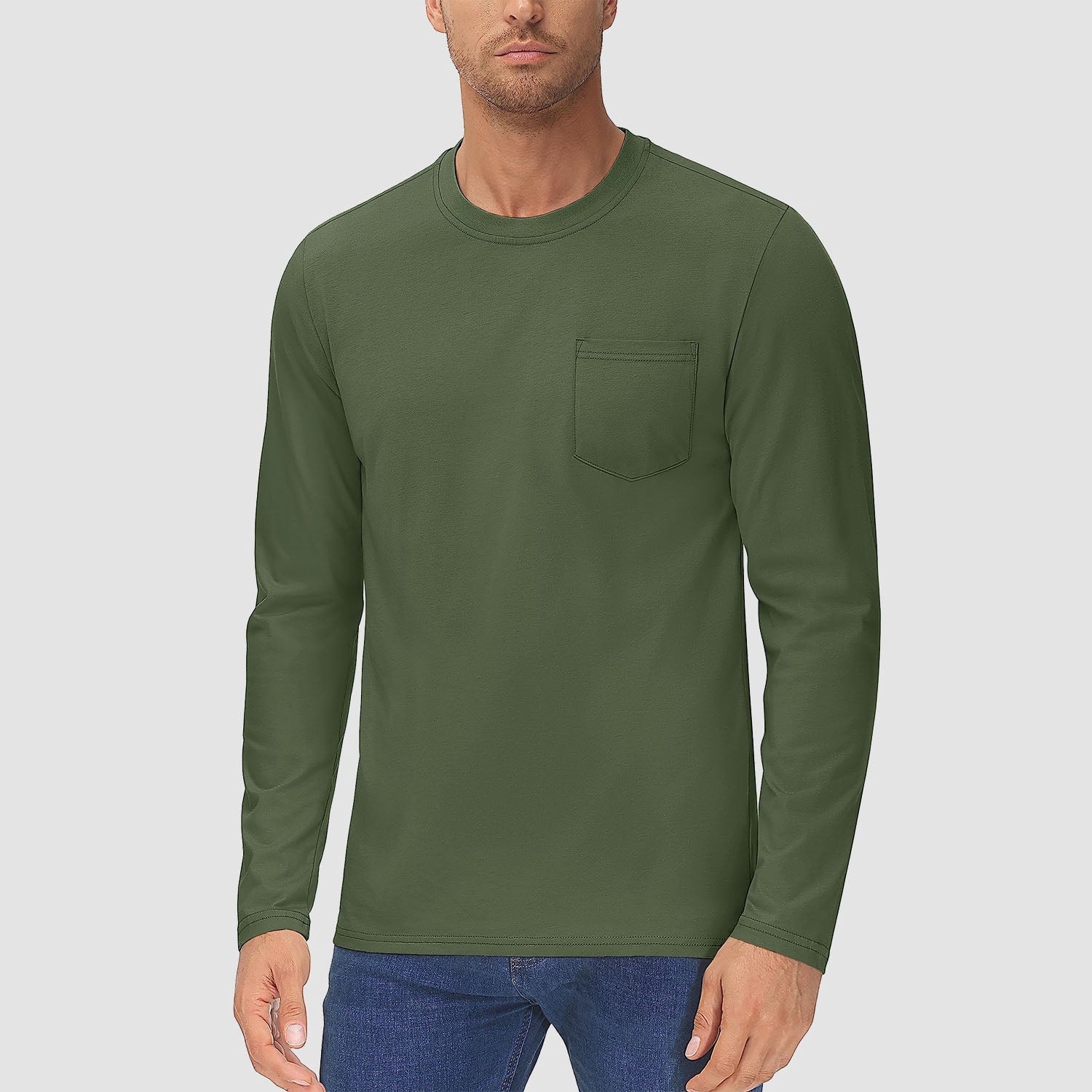 Men's lightweight long sleeve cotton shirt in solid colors, breathable moisture-wicking casual everyday fit