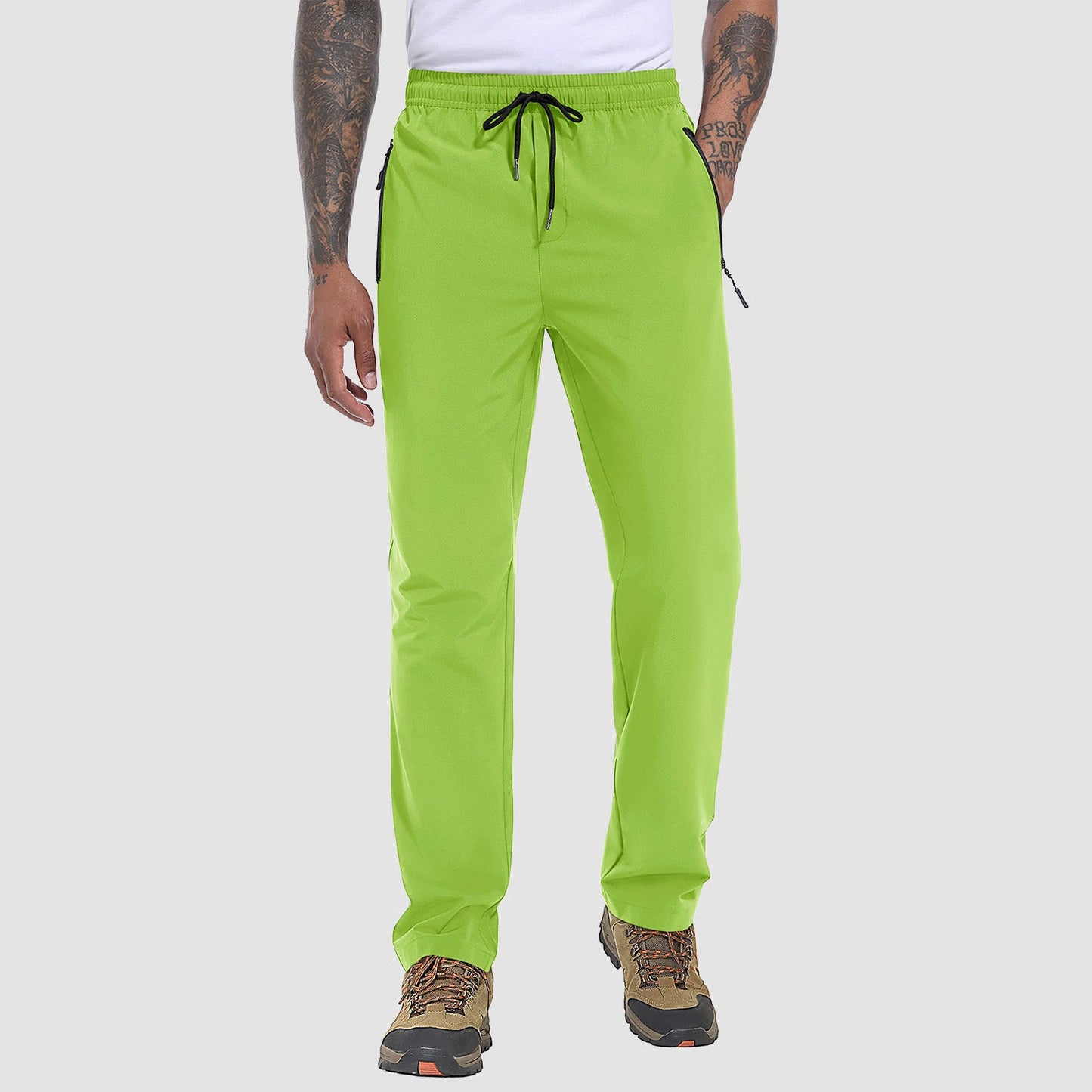 Men's lightweight stretch hiking pants, quick-dry breathable travel trousers with 3 zipper pockets