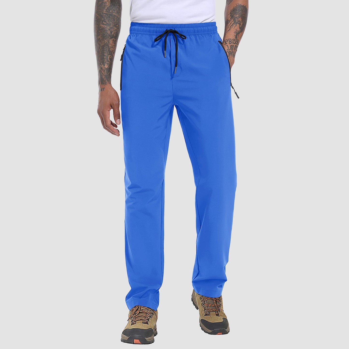 Men's lightweight stretch hiking pants quick-dry breathable travel trousers with 3 zipper pockets