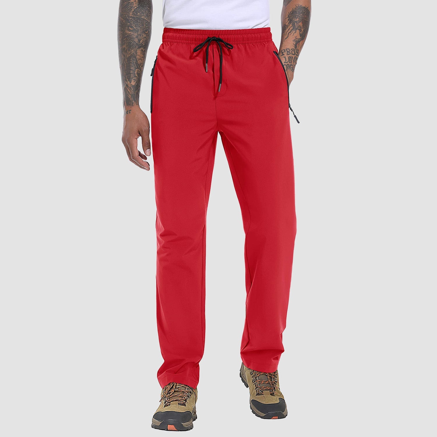 Men's lightweight stretch hiking pants quick-dry breathable travel trousers with 3 zipper pockets