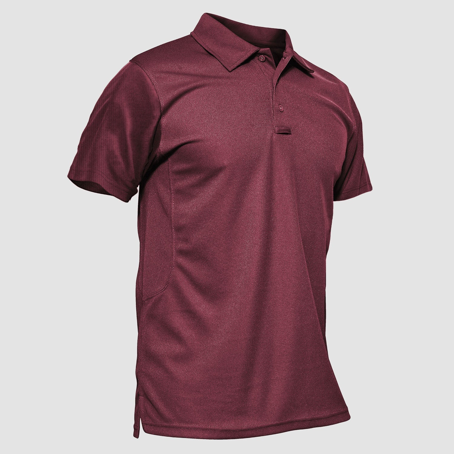 Men's navy blue classic golf polo shirt quick-dry performance fabric three-button placket