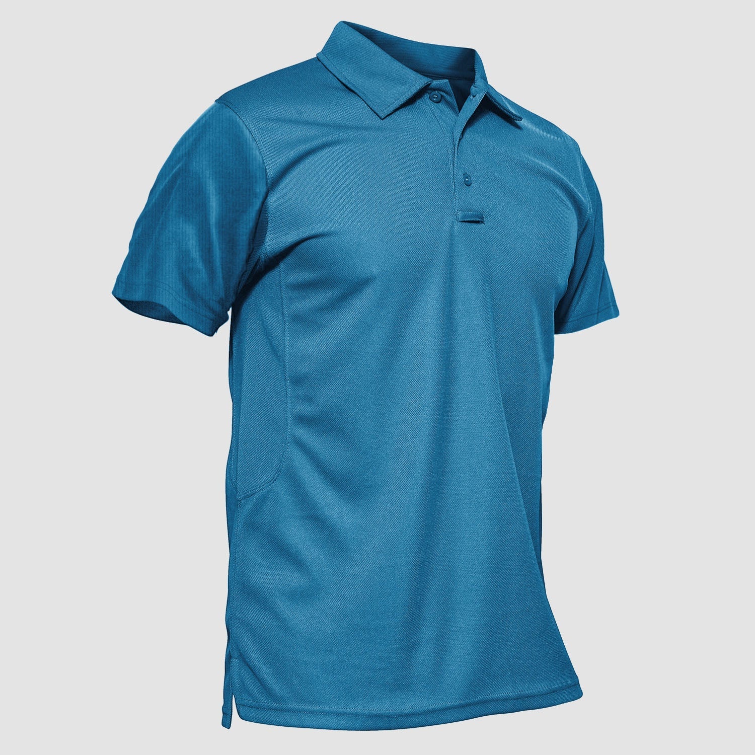 Men's quick-dry golf polo shirt classic fit moisture-wicking 3-button placket breathable polyester