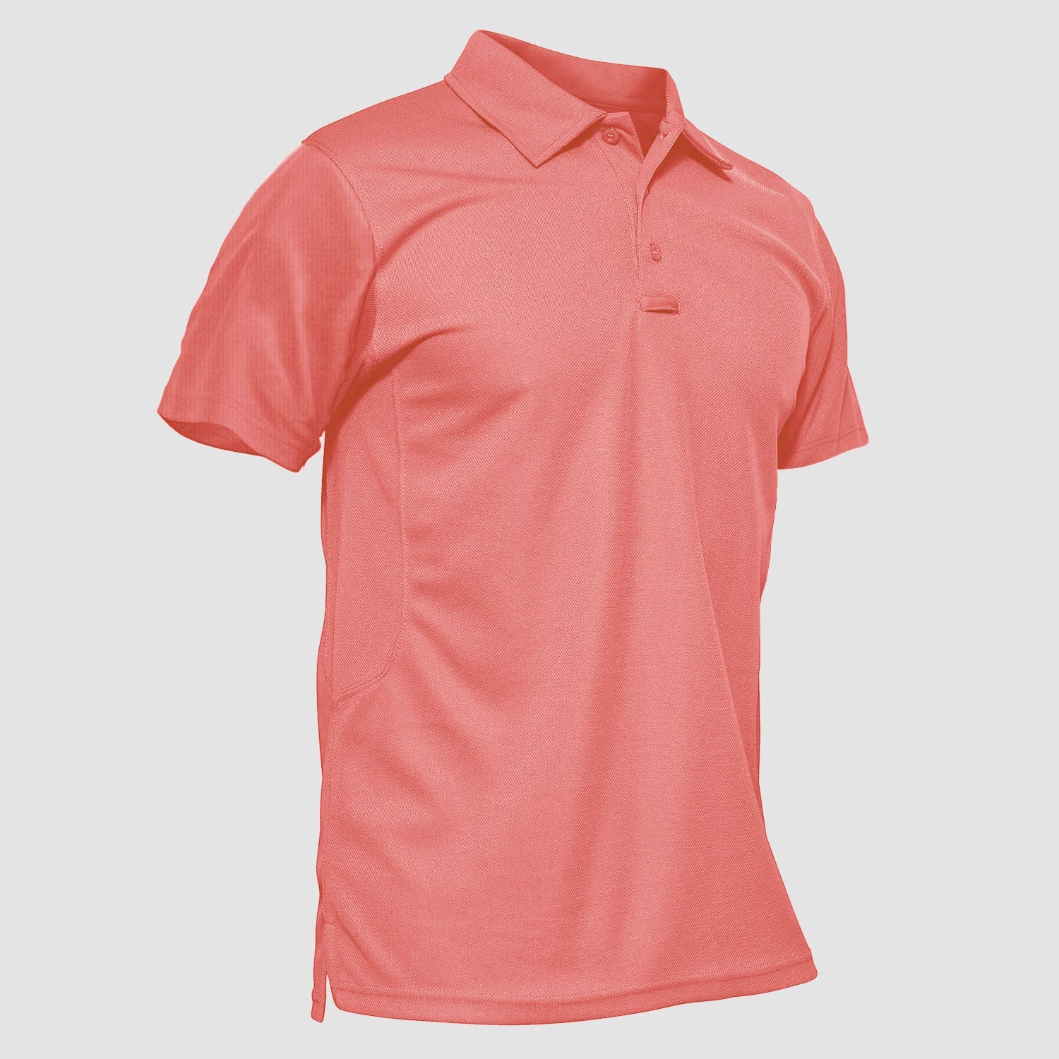 Men's navy blue classic golf polo shirt quick-dry performance 3-button placket breathable fit