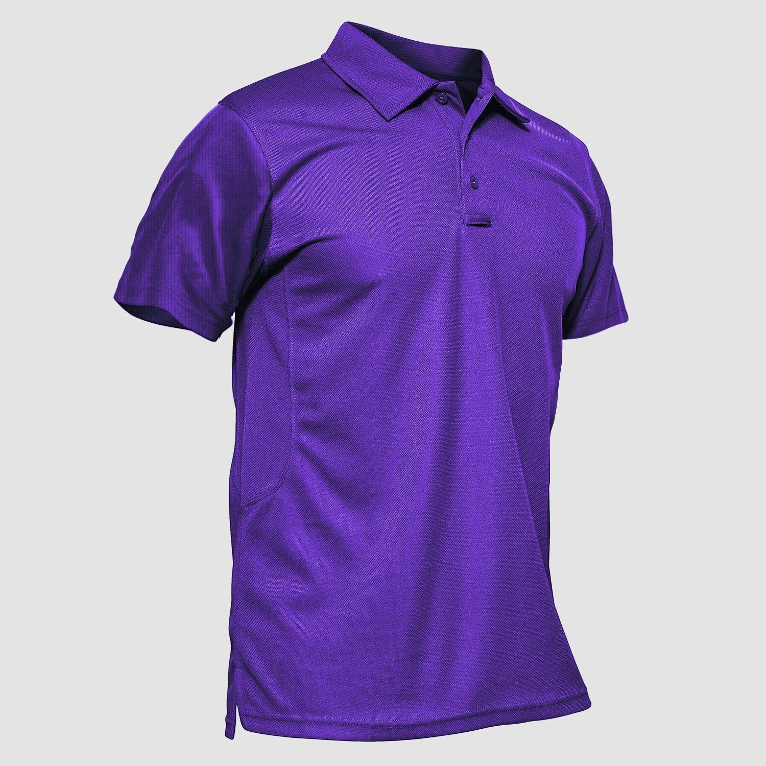 Men's navy blue classic golf polo shirt quick-dry performance fabric three-button placket