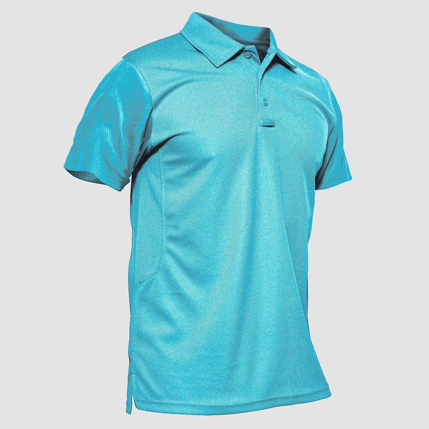 Men's navy blue classic golf polo shirt quick-dry performance 3-button placket breathable fit