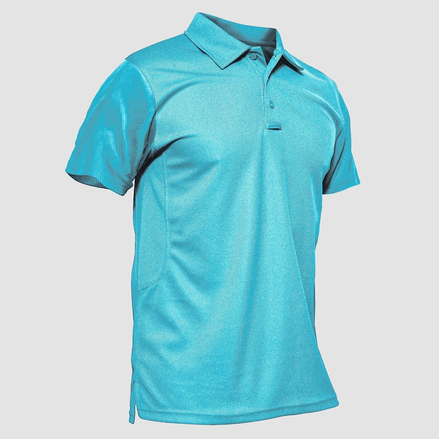 Men's navy blue classic golf polo shirt quick-dry performance 3-button placket breathable fit