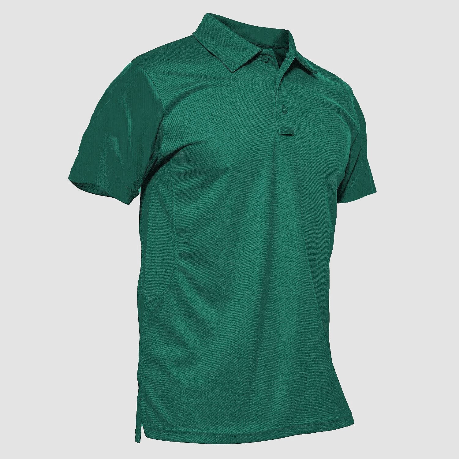 Men's white quick-dry golf polo shirt classic fit moisture-wicking 3-button placket performance