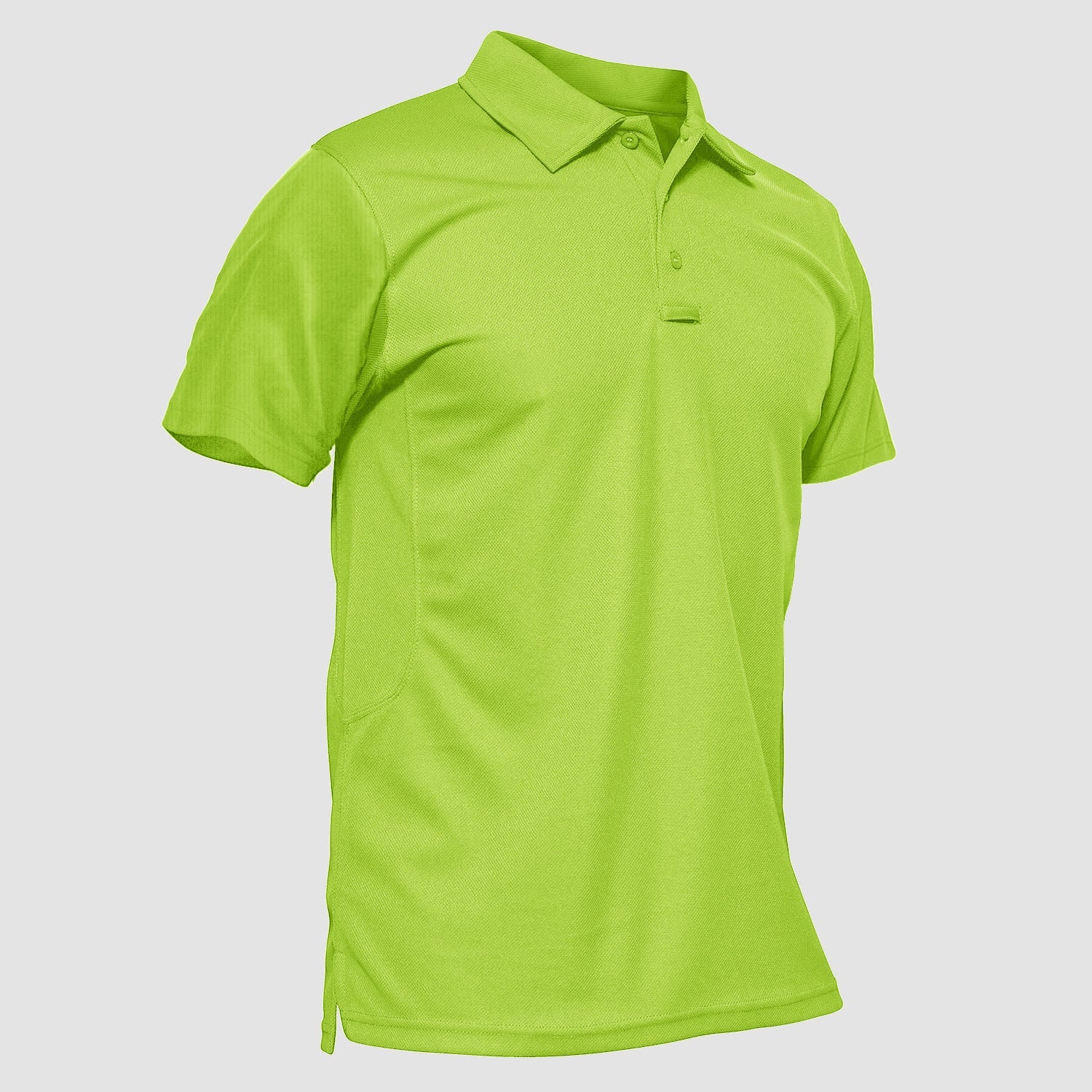 Men's white quick-dry golf polo shirt 100% polyester classic fit three-button placket moisture-wicking